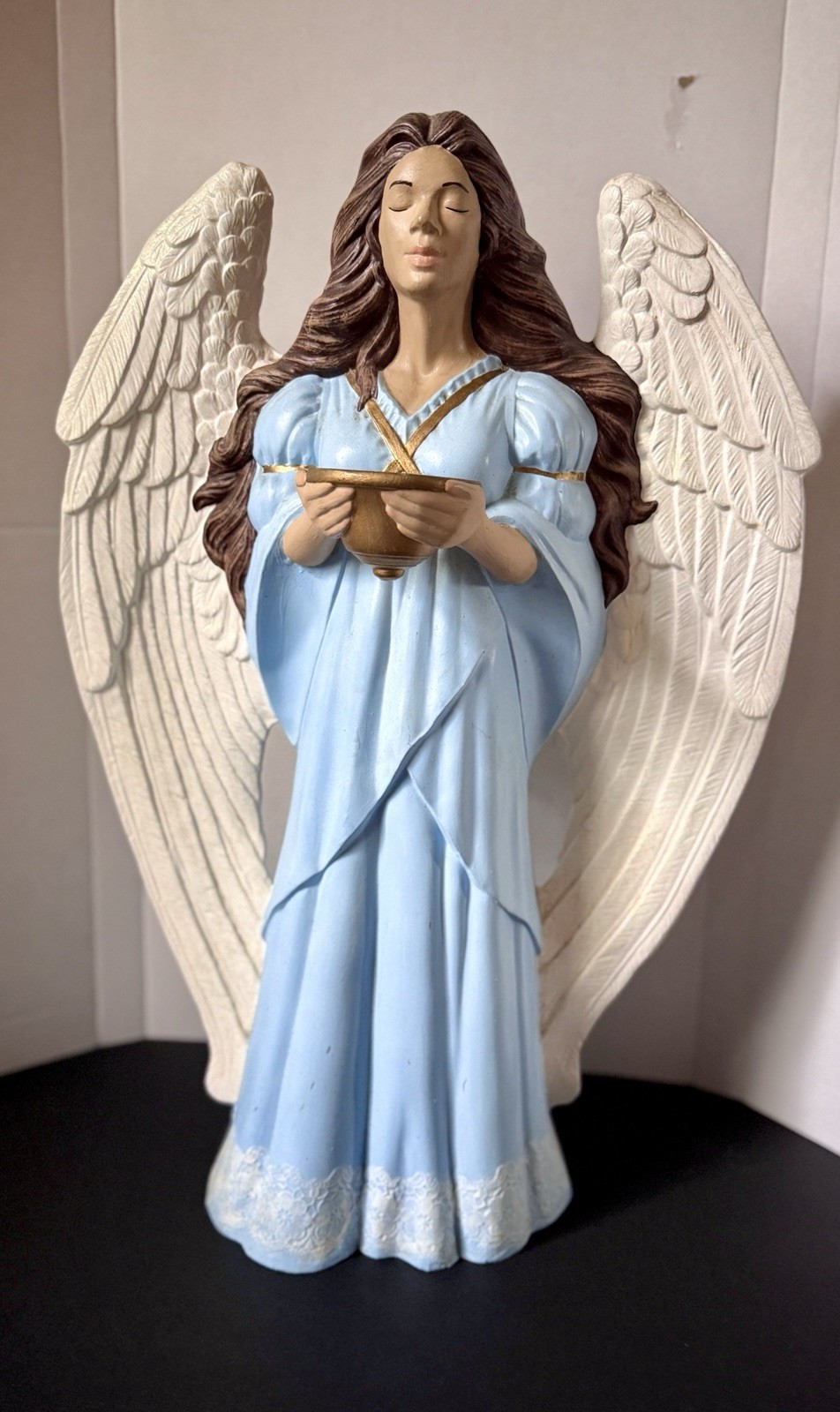 Large Vintage Angel Ceramic Mold Sculpture Candle Holder 21.5″