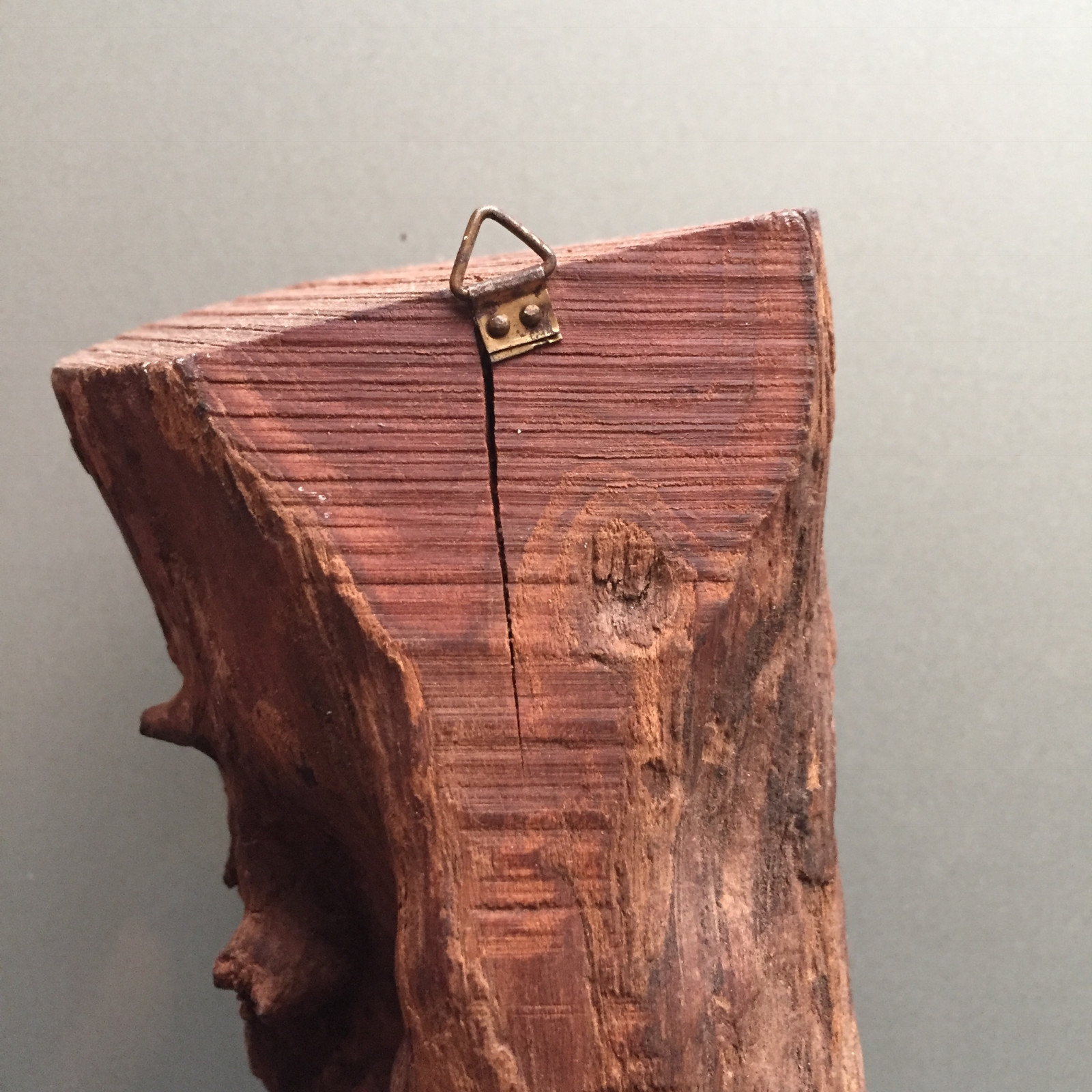 Vintage Face with a Smile Wood Carved from a Single Piece of Wood – L195