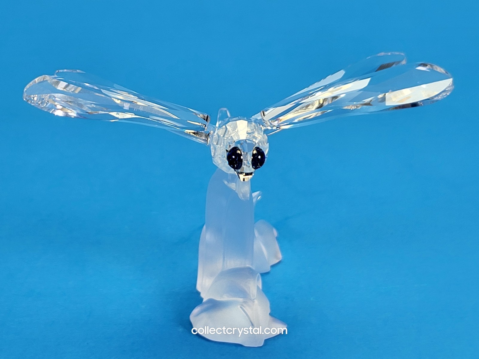 Swarovski Dragonfly Figurine Retired # 190264 -Blue/Black Eyes clear frosted fig