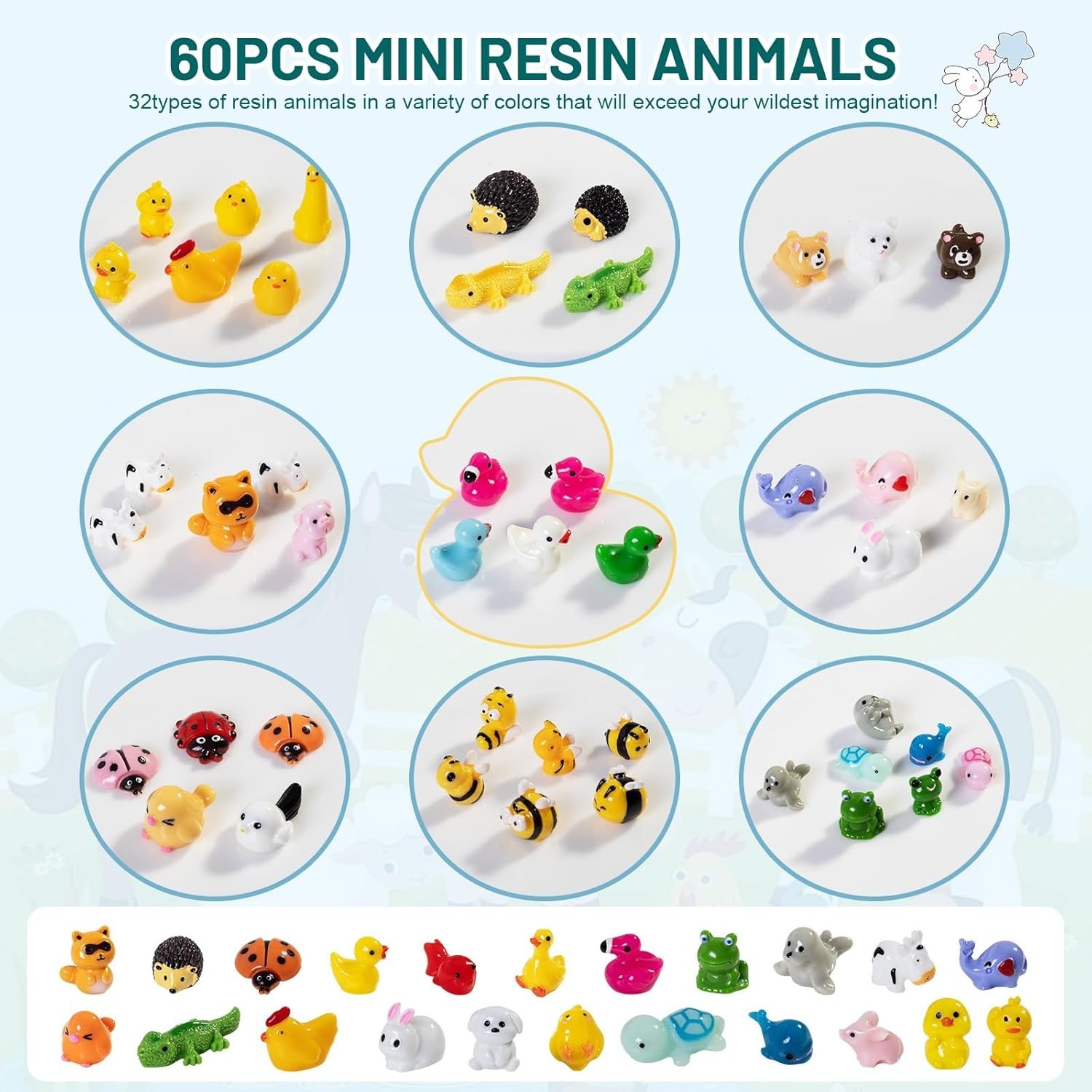 High-Quality 60pcs Solid Color Animal Figurines for Creative Displays