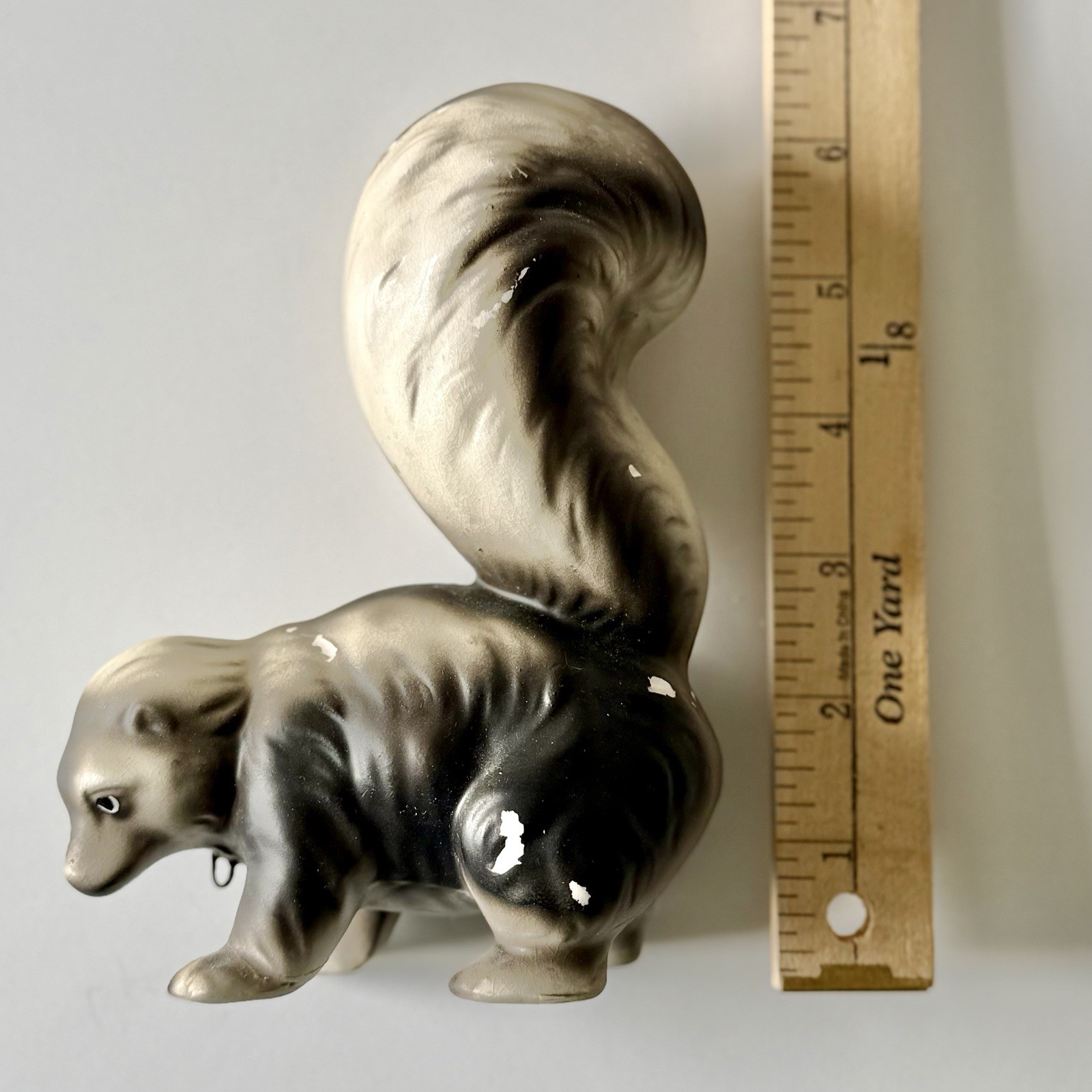 Vintage Japan Porcelain SKUNK Mother & Baby Figurines Hand Painted Matte Finish