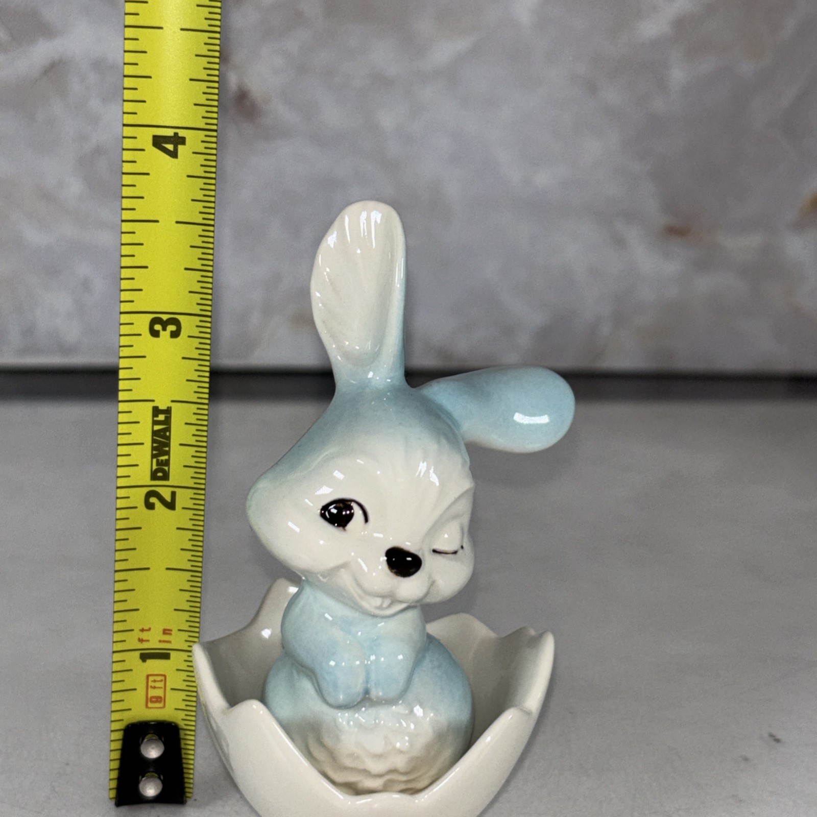 Vintage Goebel West Germany Blue Winking Bunny Rabbit Eggshell Easter Figurine