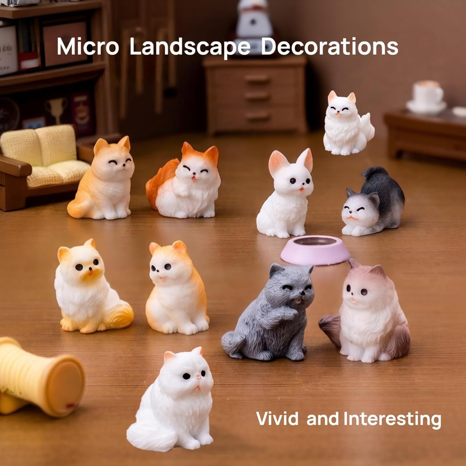 24 Pcs Mini Cat & Dog Figurines Set – Lifelike Resin Collectibles for Decor