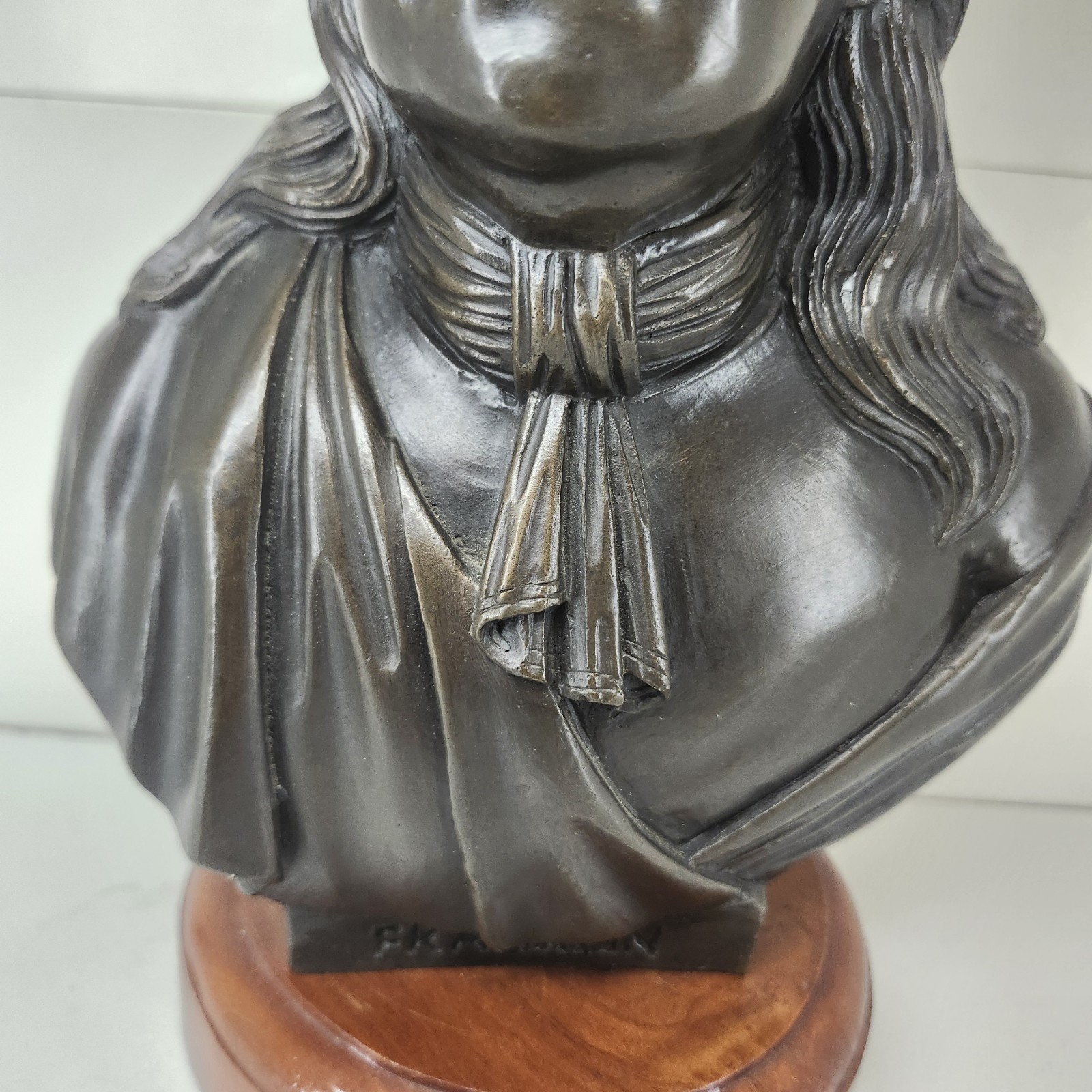 Heavy Bronze Benjamin Franklin 10″ Bust Statue Houdon Style Signed & Numbered