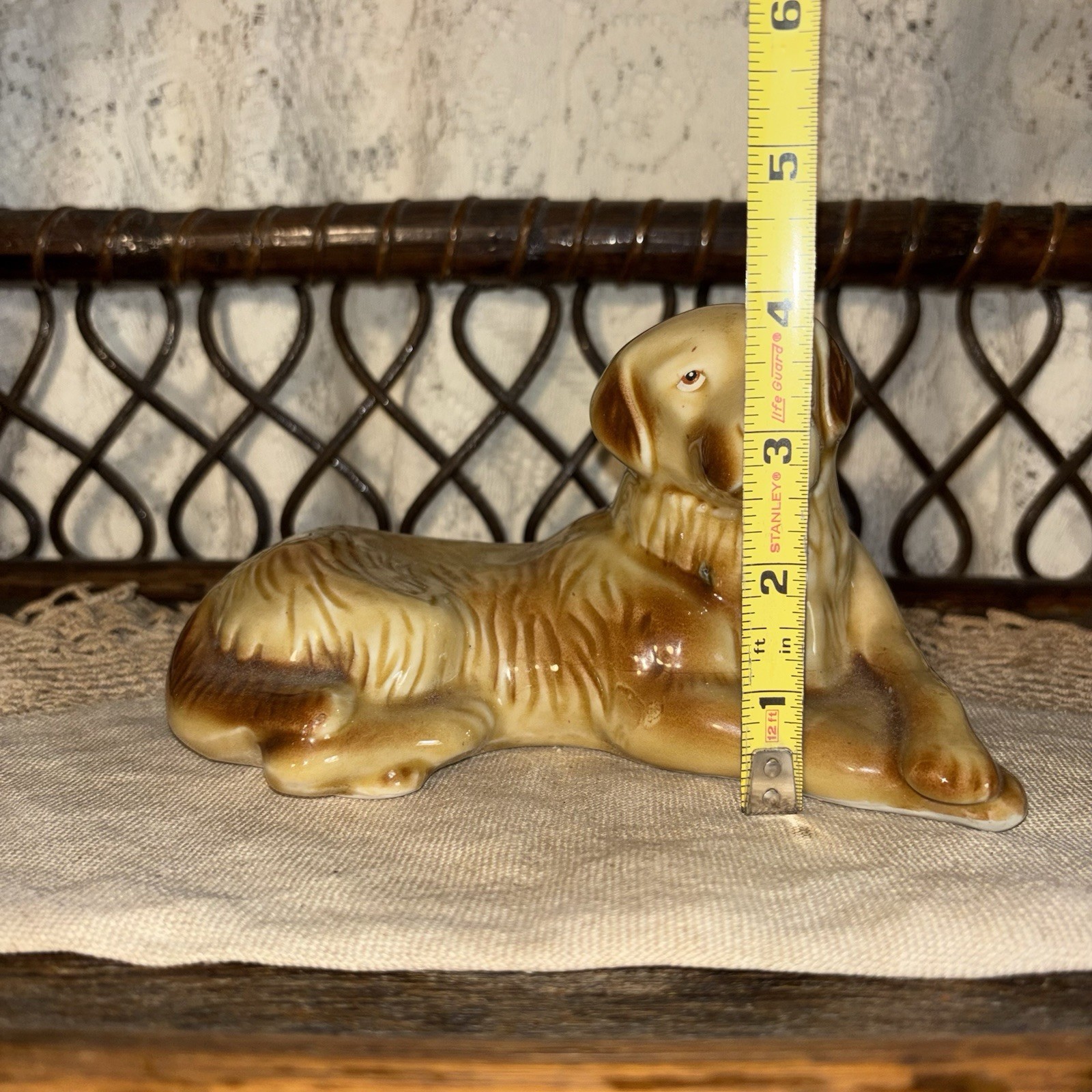Vintage Ceramic Yellow Labrador Dog Figurine, Made In Brazil