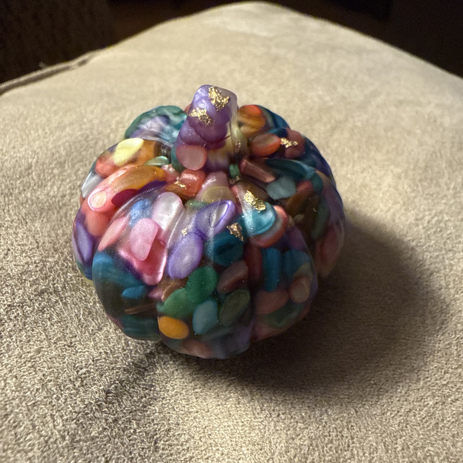 Bohemian Style Multi Colored Crystal Resin Gemstone Pumpkin Figurine