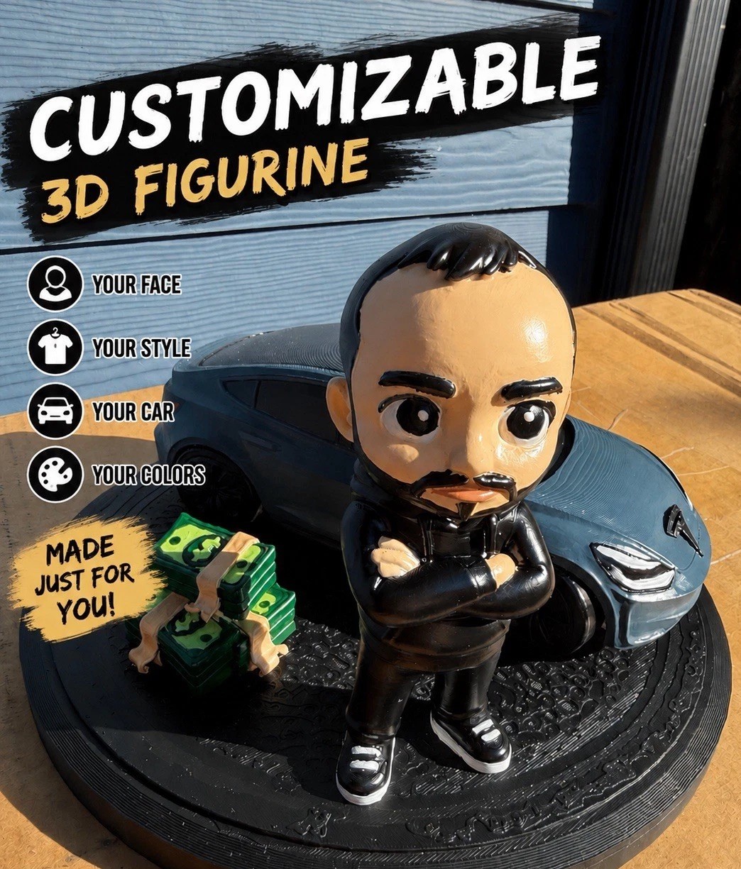 Custom 3D Printed Figurine From Photo Personalized Miniature Gift