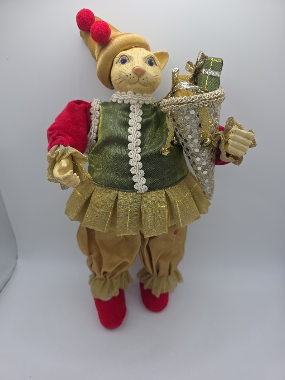 RARE Mark Roberts Collection Holiday Cat Clown Jester Figurine 13″ Christmas