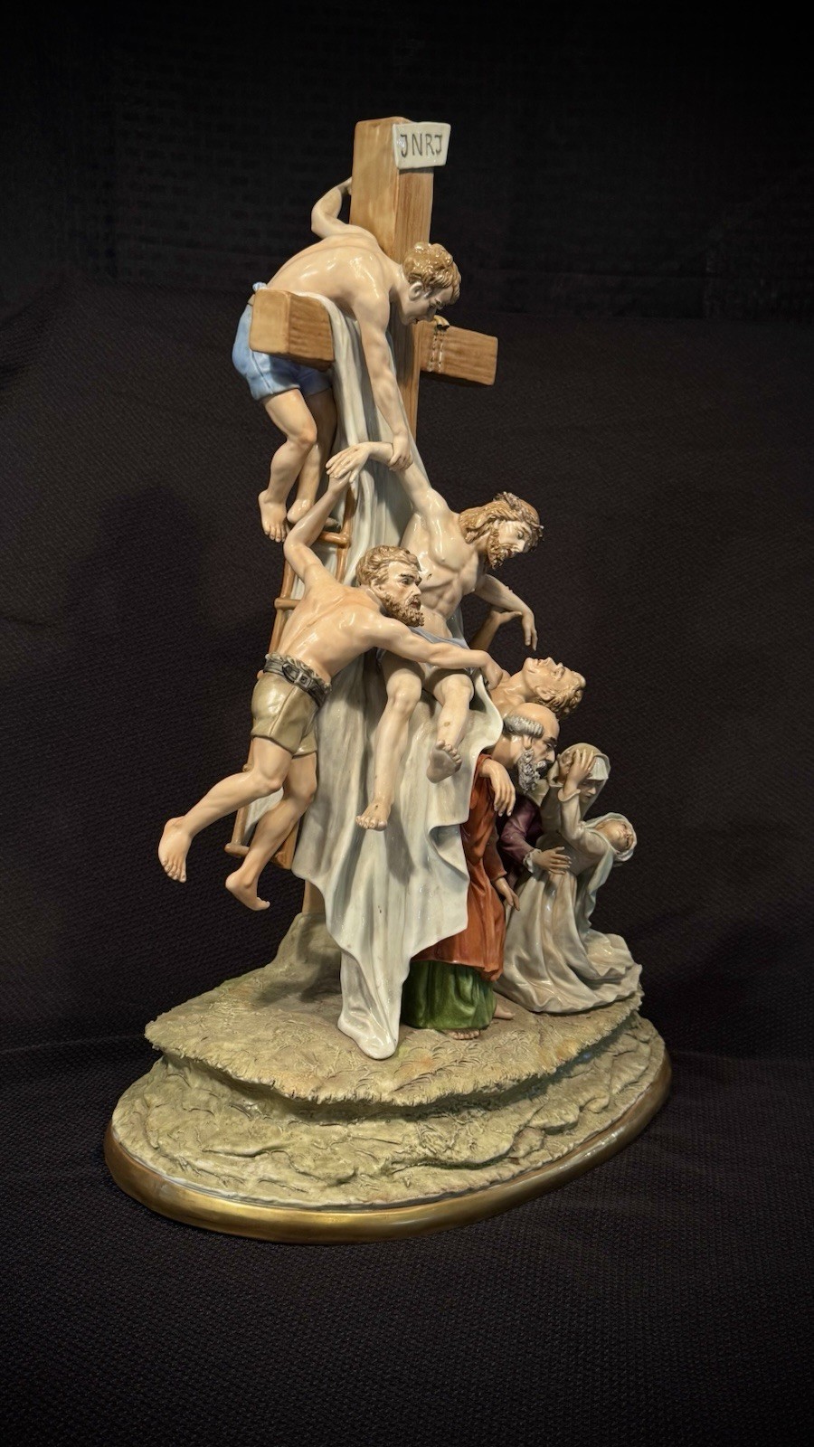 Large Sitzendorf Porcelain “Descent from the Cross” 21”, M. Siegel, Biblical