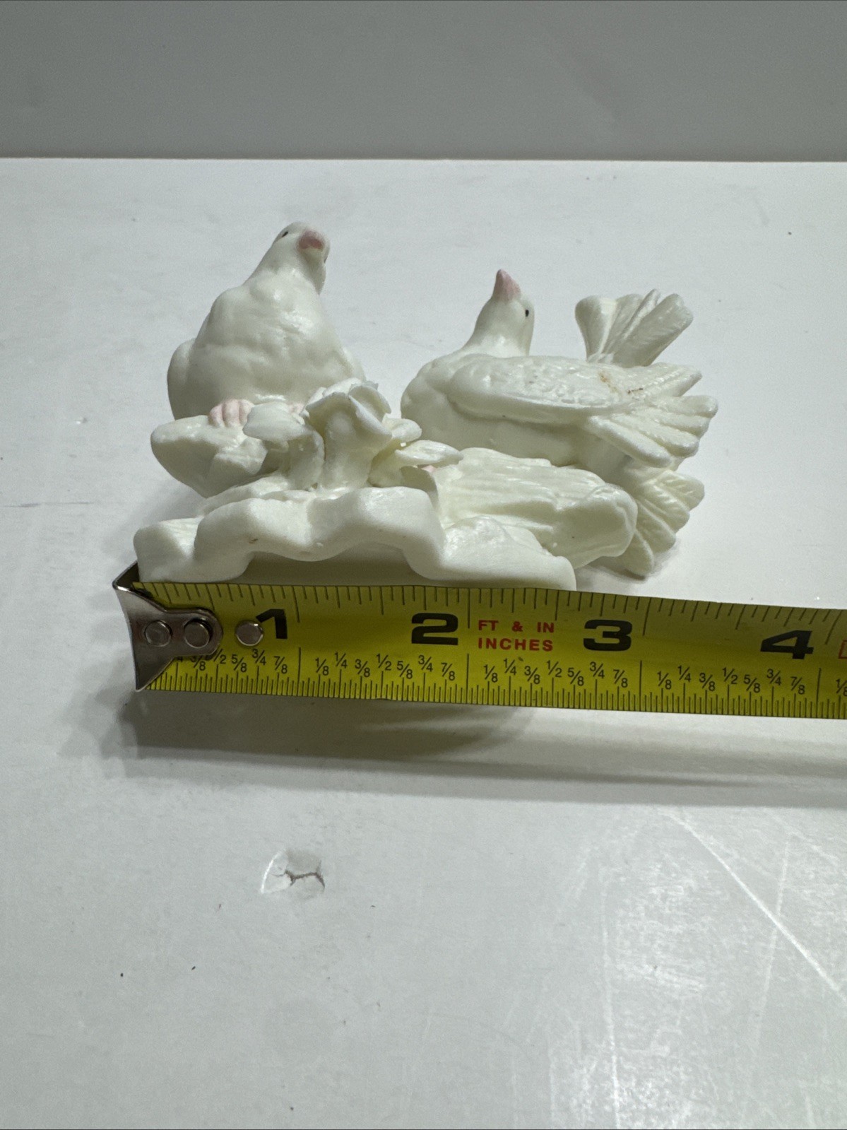 Vintage Porcelain White/Pink Dove and Flower Figurine