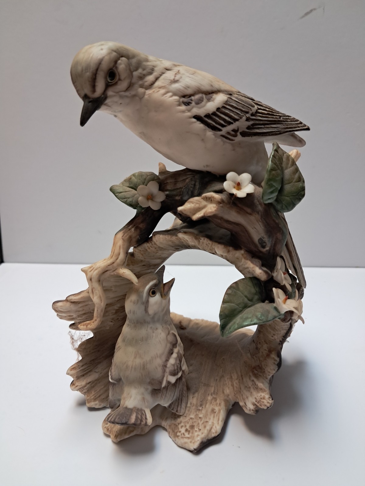 Vintage ~ Masterpiece By Homco Mockingbirds Figurine 1979 Mom & Baby
