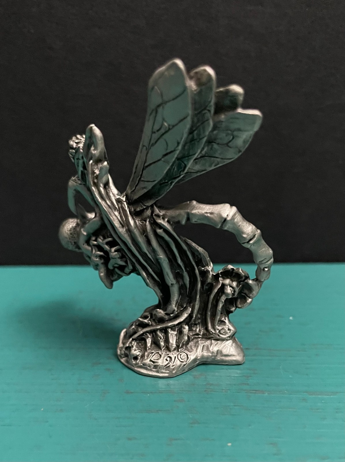 Hudson Pewter Fairy Pixie Forest Fae Riding Dragonfly Insect Wings Mini Figurine
