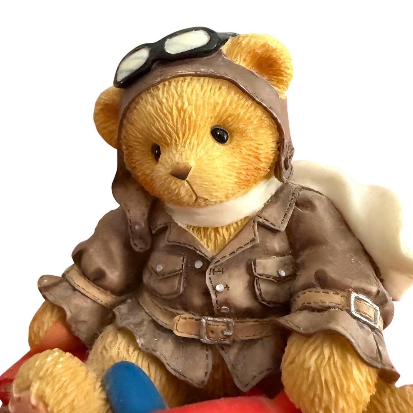 VTG Cherished Teddies Lance Figurine 1998 National Event Brown Pilot Bear Mint
