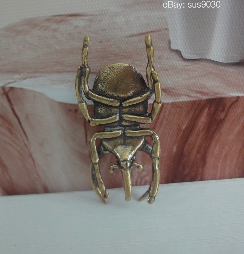 Solid Brass Rhinoceros Insect Statue Home Ornament Birthday Gifts