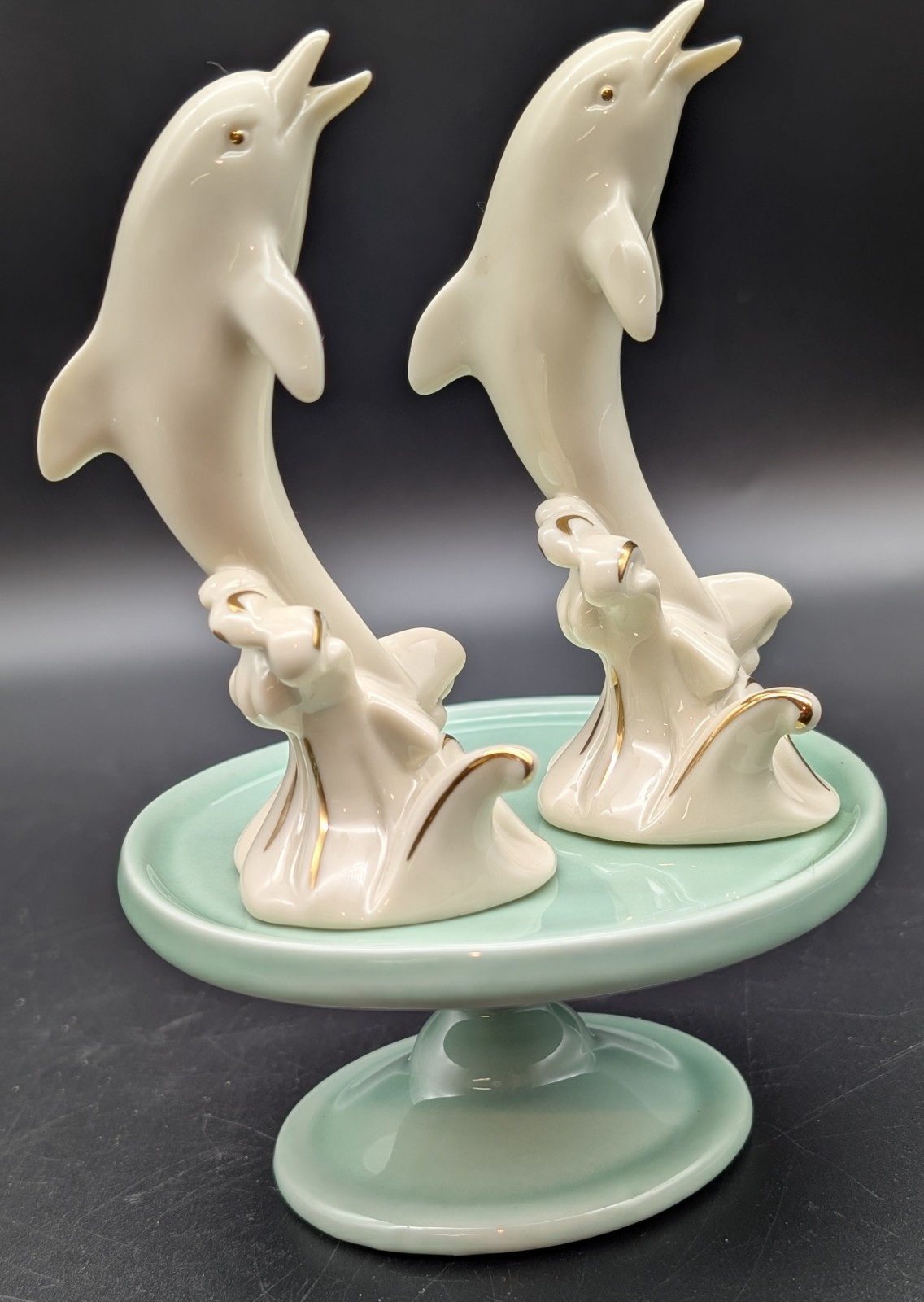Vintage Lenox Dolphins Figurines Treasury Collection 24K Gold Accents Circa 1997