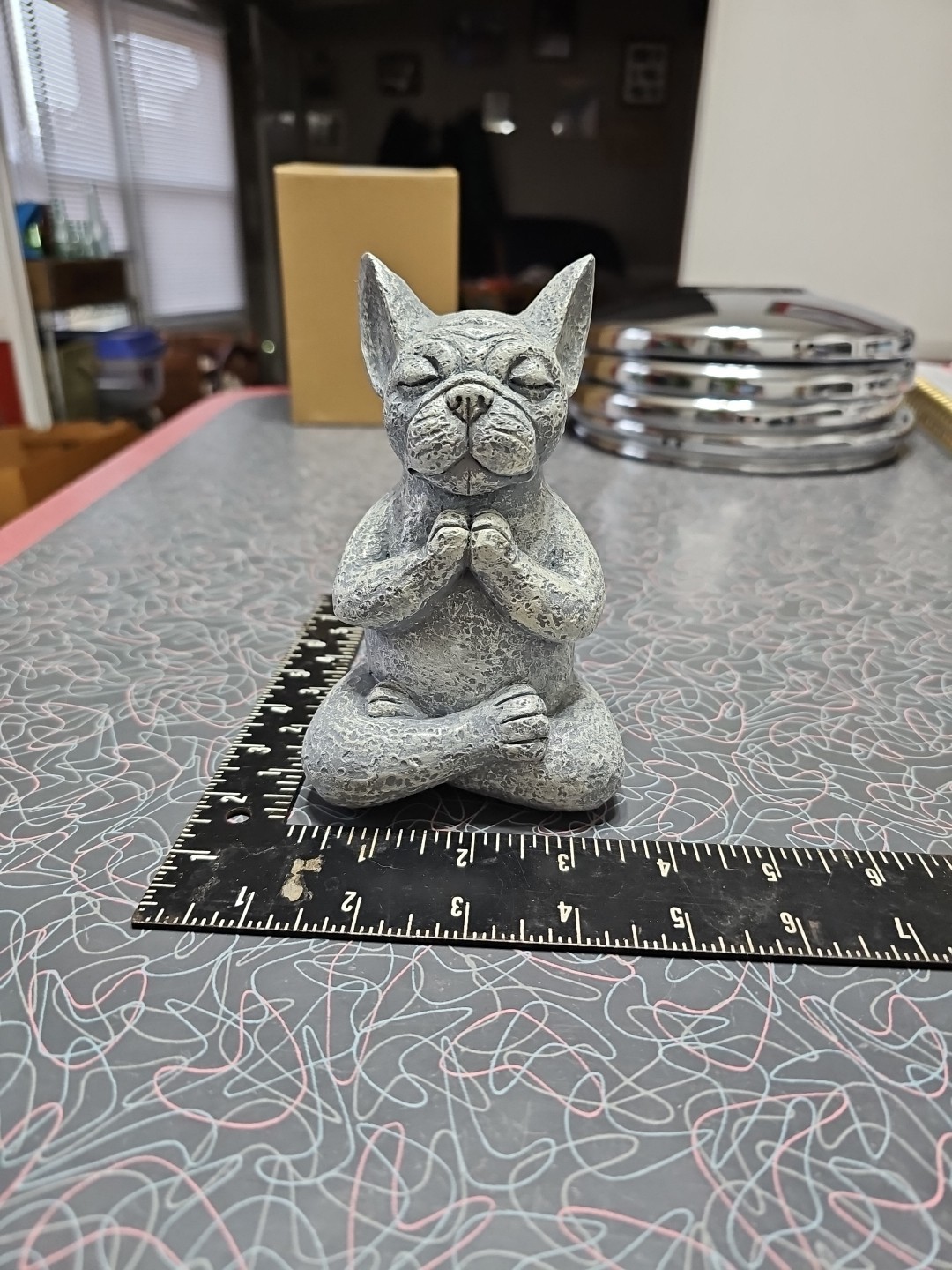 Meditating French Bulldog Figurine, Zen Yoga Dog Buddha Statue, Home Decore