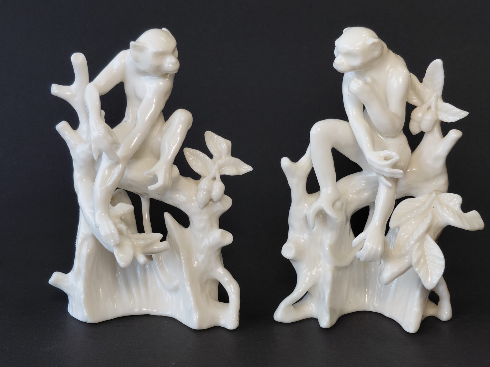 VTG Set MONKEY Figurines. MCM Ardalt Lenwile China. 4.75″T. RARE. Chinoiserie.