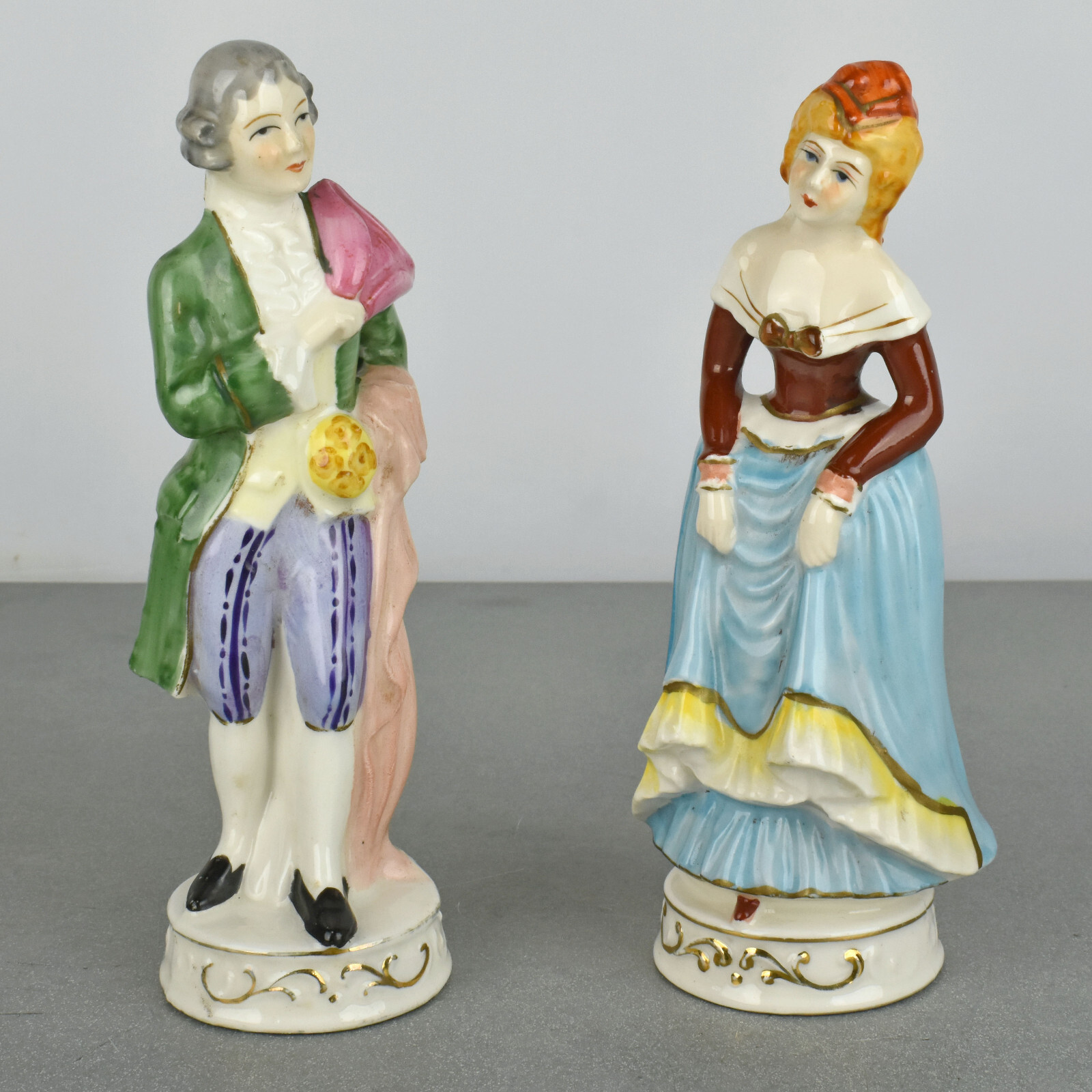 Vintage Pair of Moriyama Occupied Japan Porcelain Figurines Victorian Couple 7″