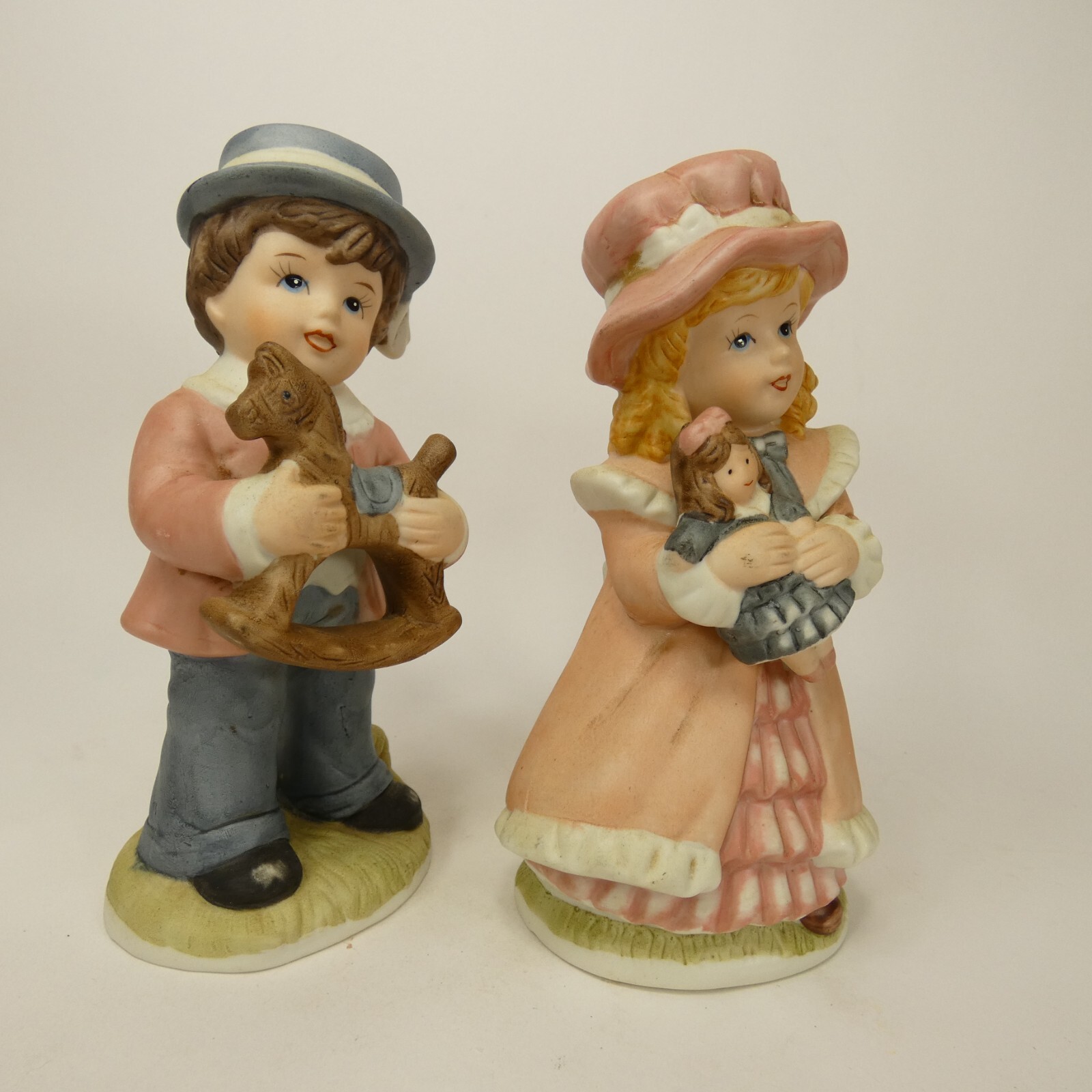 Vintage 1970’s Homco Girl Doll Boy Rocking Horse Toys Figurine #1419 AGJ&L