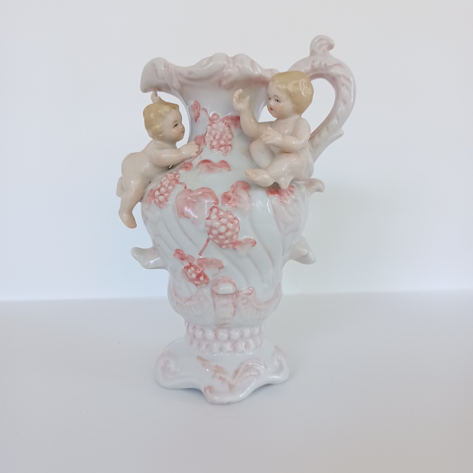 1930s Vintage Charles Sadek Import Co Porcelain Figural Vase Cherubs Children