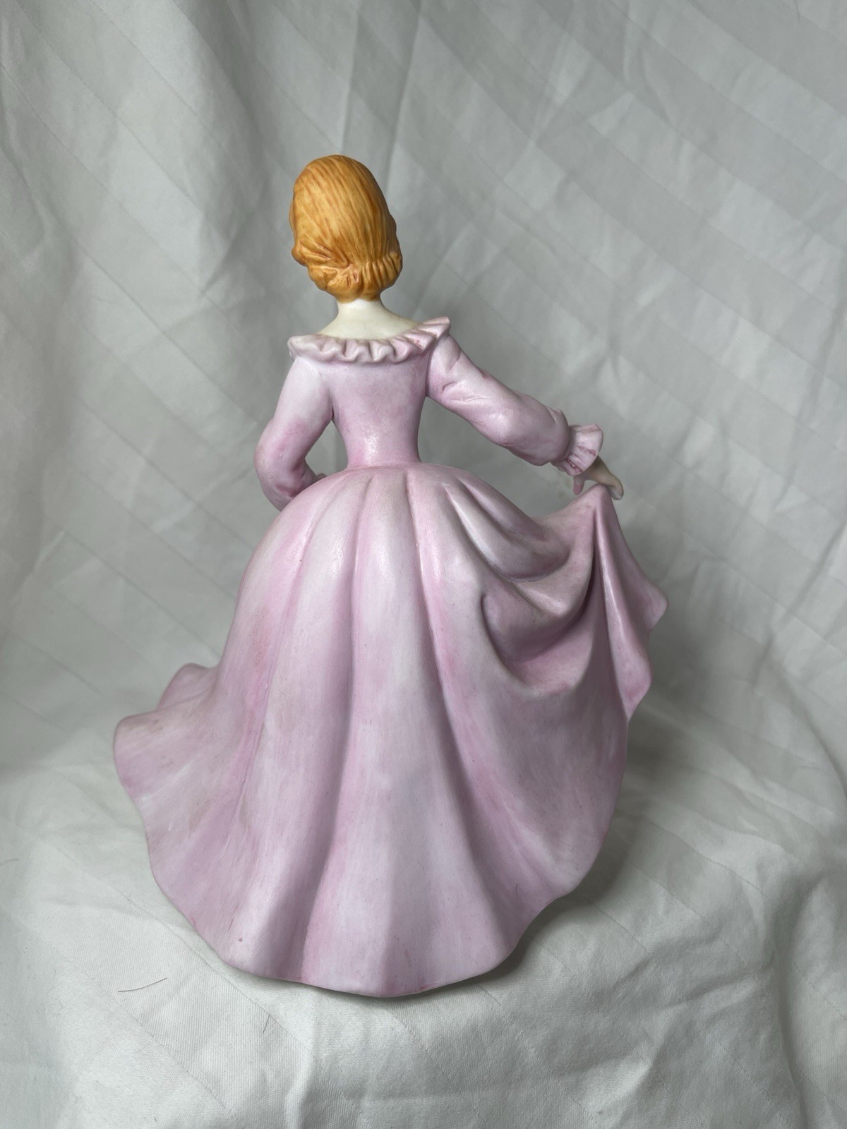 Porcelain Figurine Woman in Pink Dress Hand Painted Matte Collectible Sculpture