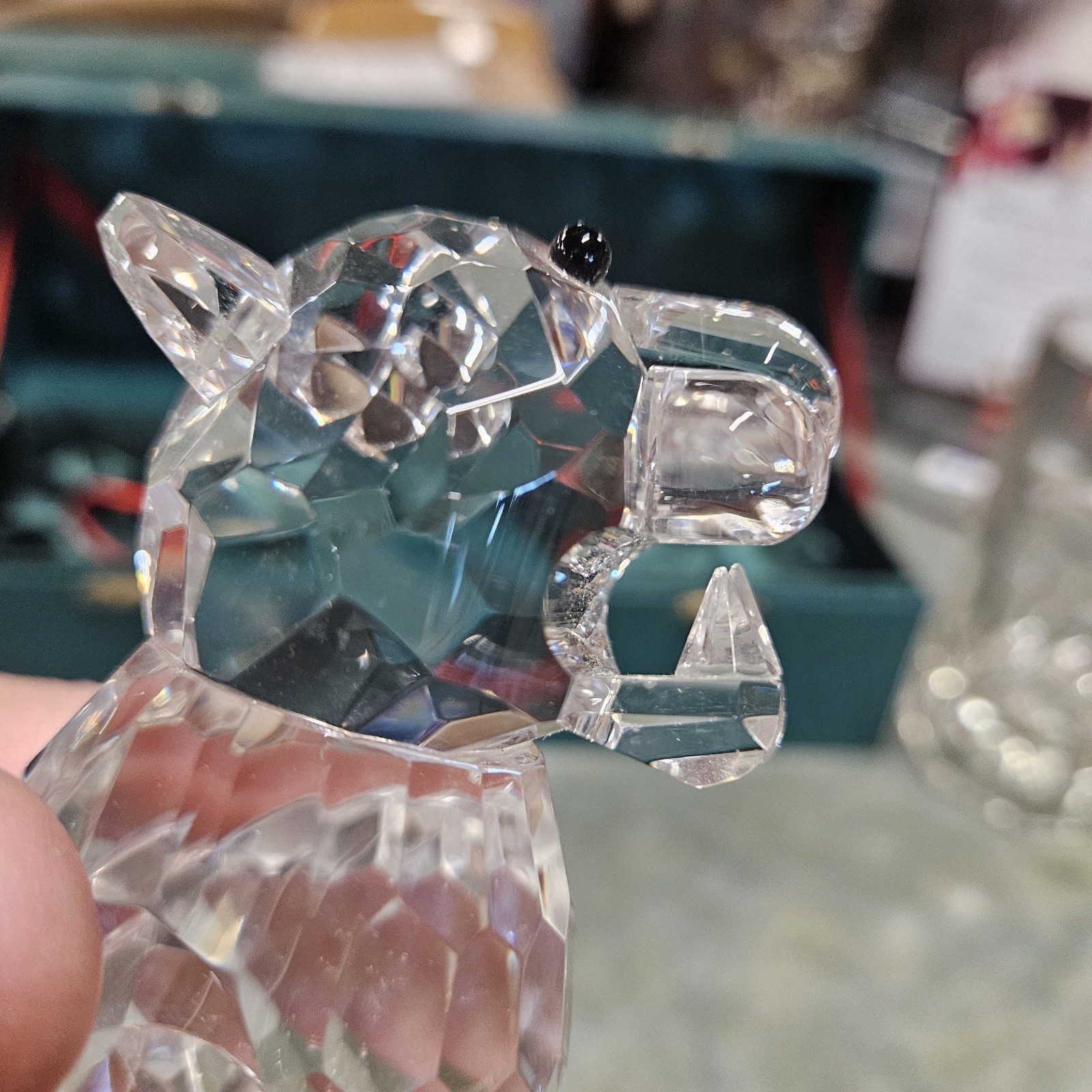 Swarovski/Lalique Style Faceted Crystal Cat Panther Frosted Paws W/Box 9″ X 5″