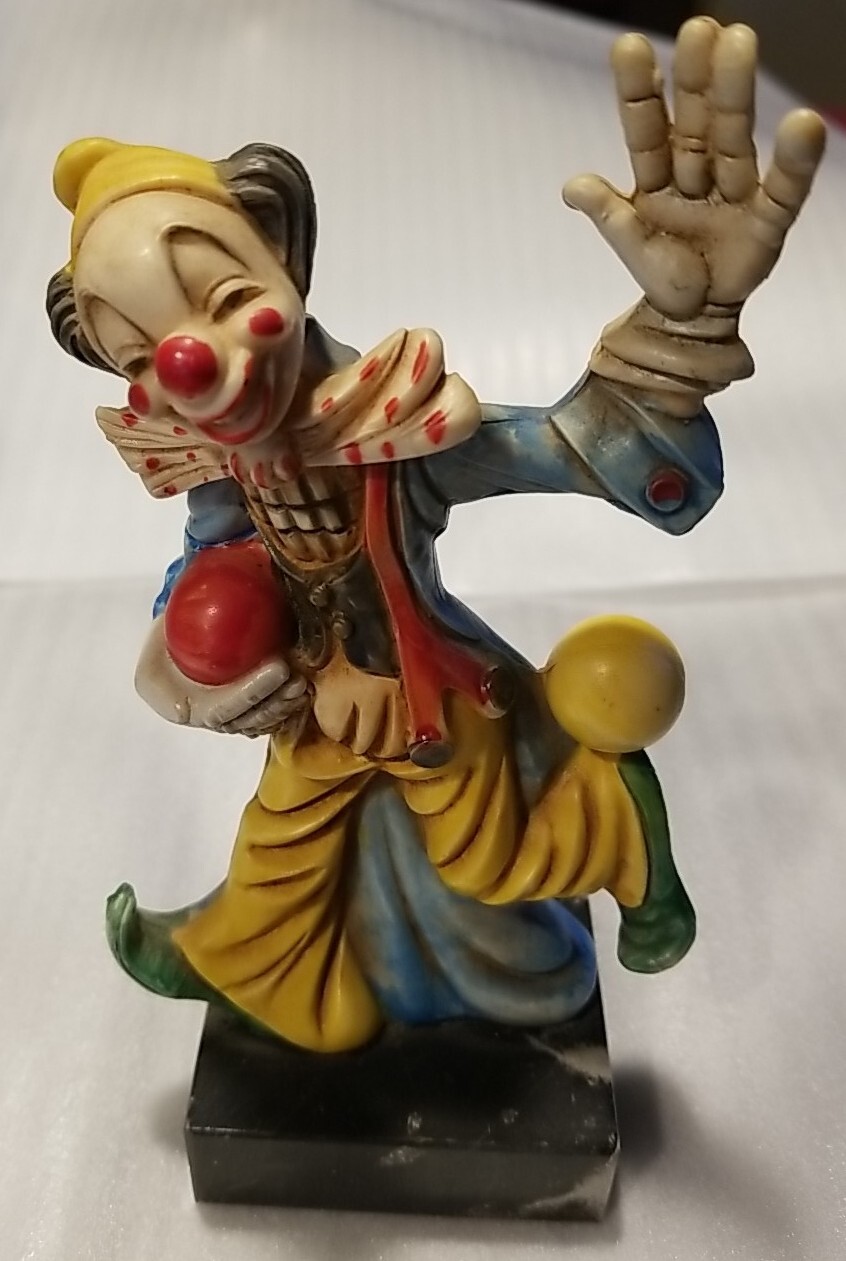 VTG Fontanini Depose Circus Clown Carrara Marble Base Italy Figurine. KITCH,