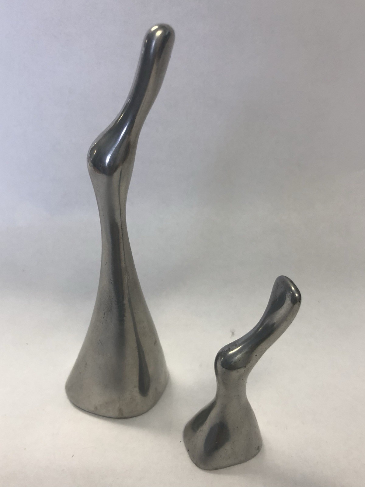 VTG MCM Aluminum Bird Sculptures Signed Hoselton Canada Goose 6.25 And 3.25 In