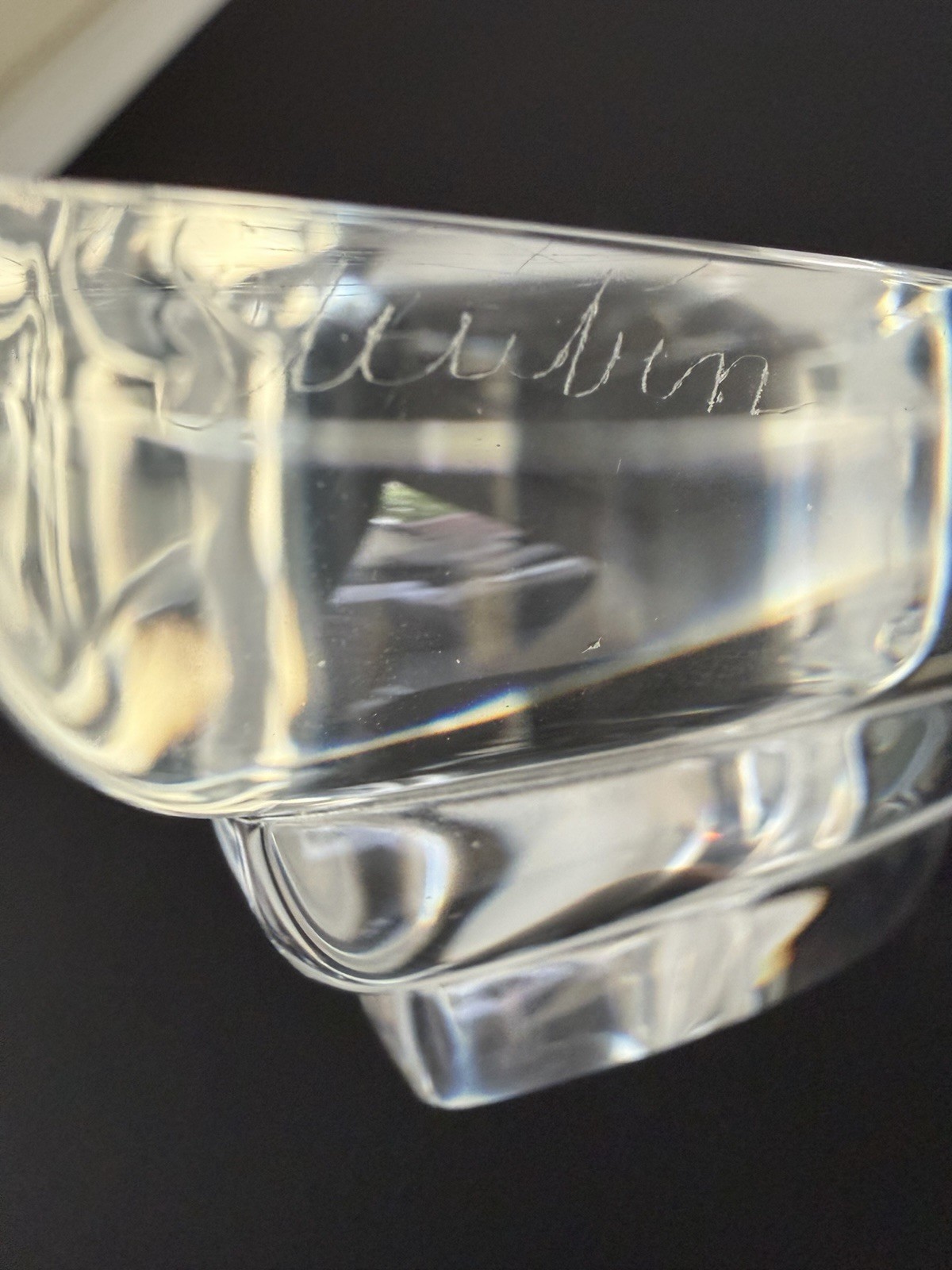 STEUBEN Glass Signed Stepped Heart Clear Paperweight Figurine 3 1/2″ RARE
