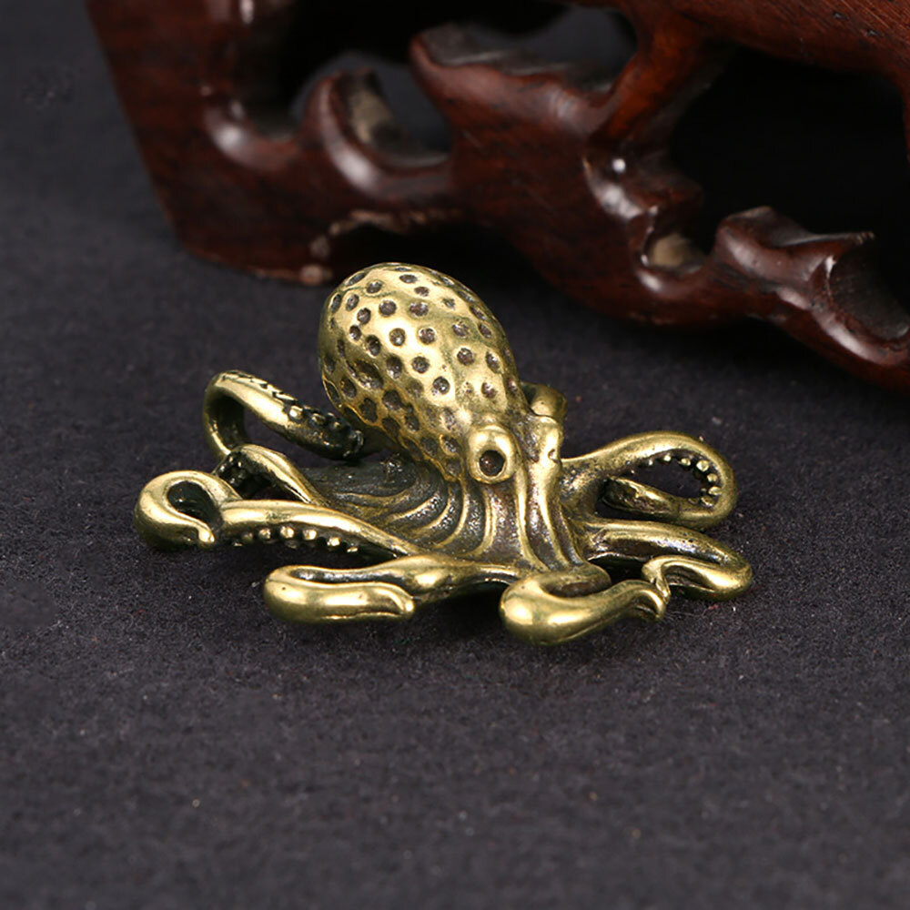 1Pc Brass Octopus Figurine Mini Statue Home Decoration Animal Figurines Gifts US