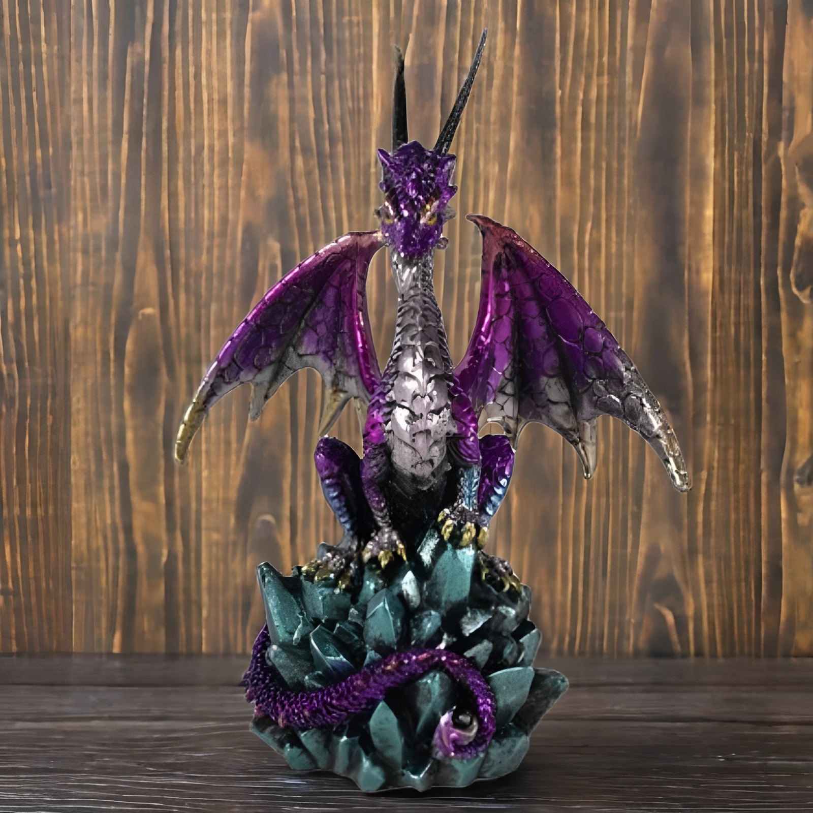 Purple Dragon On Icicle Figurine 5.25″H Ornament Unique Gift Home Decor