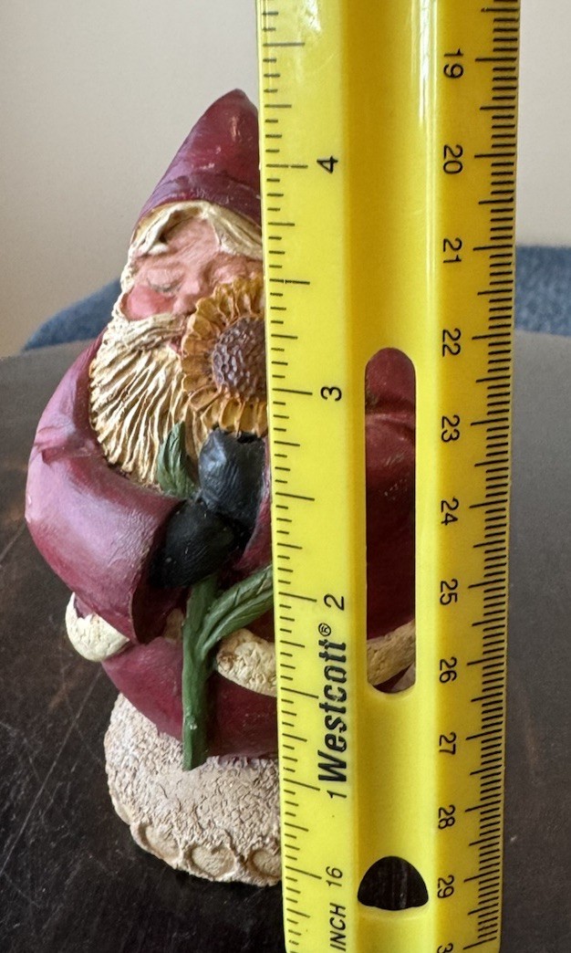 Vtg 199 Jim Shore Early Roly Poly round Santa w/sunflower JS 1994 Christmas 4.5″