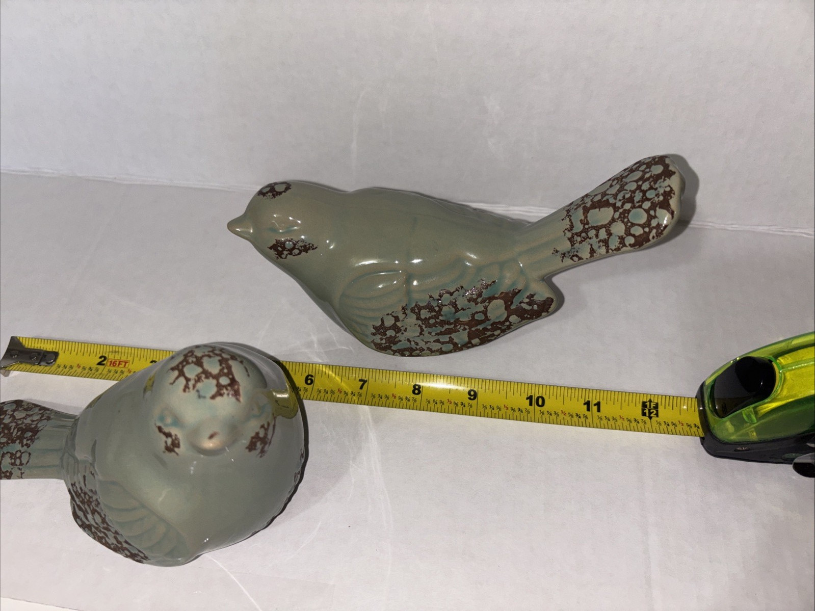 Greenand Brown Smooth & Mat Bird Figurines Distressed Ceramic Decor