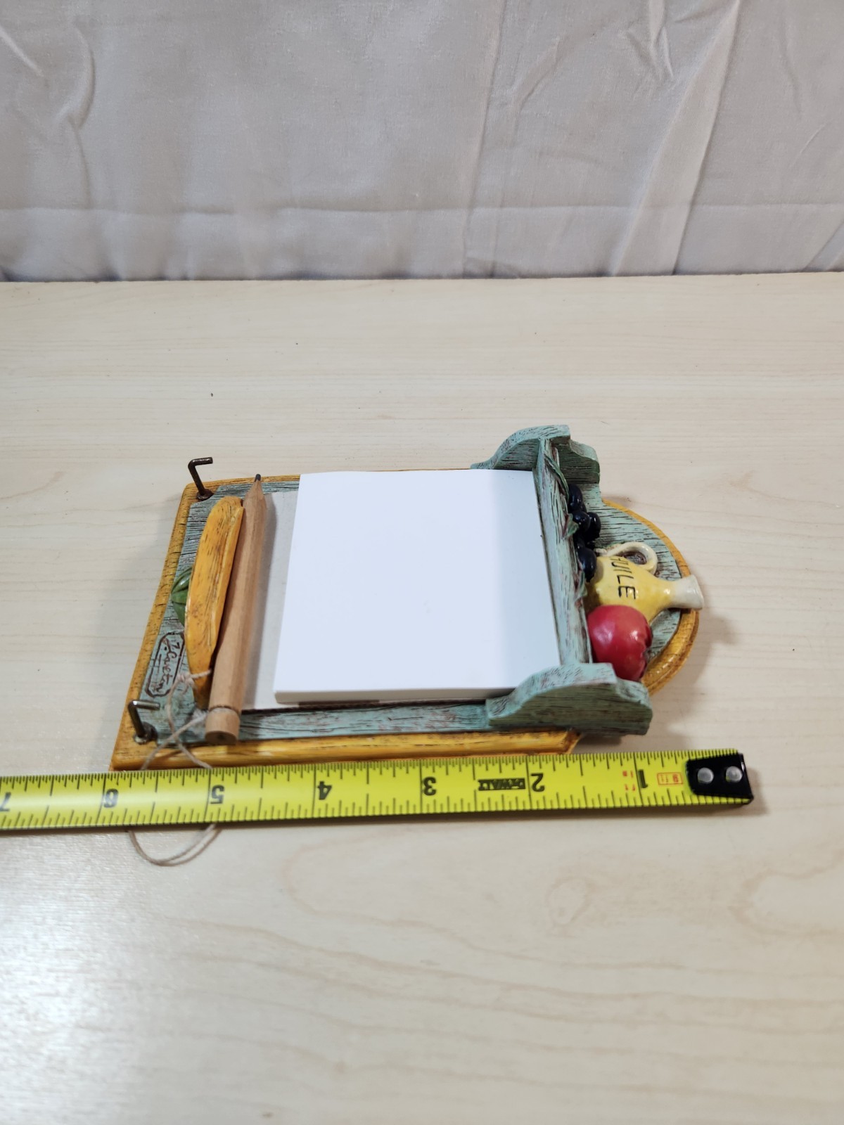 Vintage J. Carlton Kitchen Hanging Decor Note Pad Pencil Key Hook Hand Painted