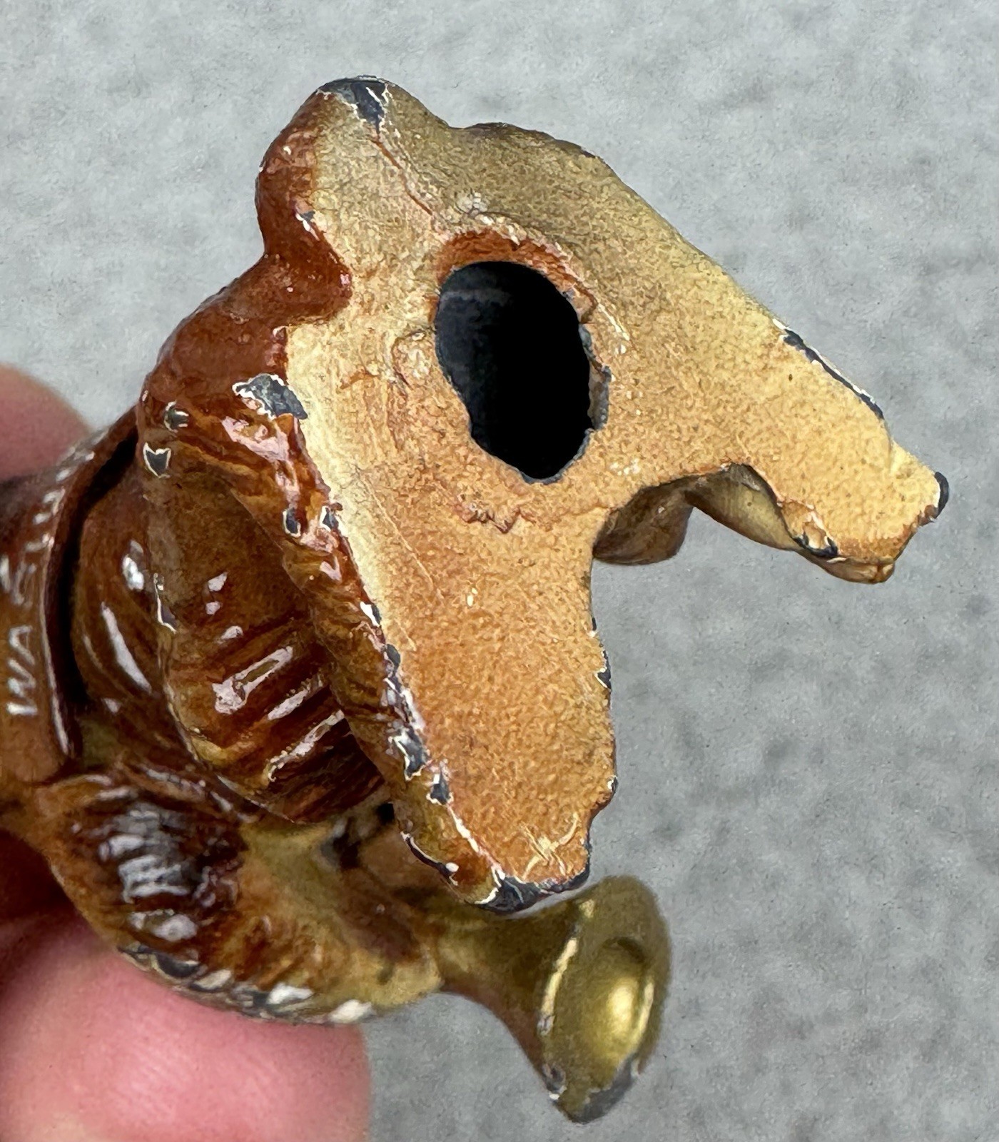 Vintage Heavy Metal Dog Figurine Playing Horn Washington DC Painted
