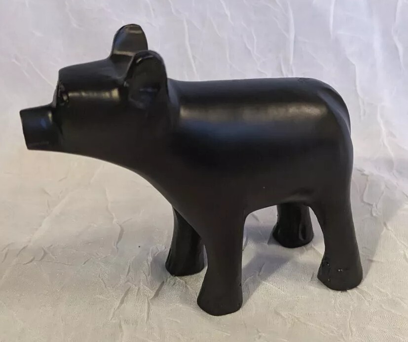 Cast Metal Bear Pig Figurine Cub Black Animal Carved Folk Art Forest Farm Fun 3″