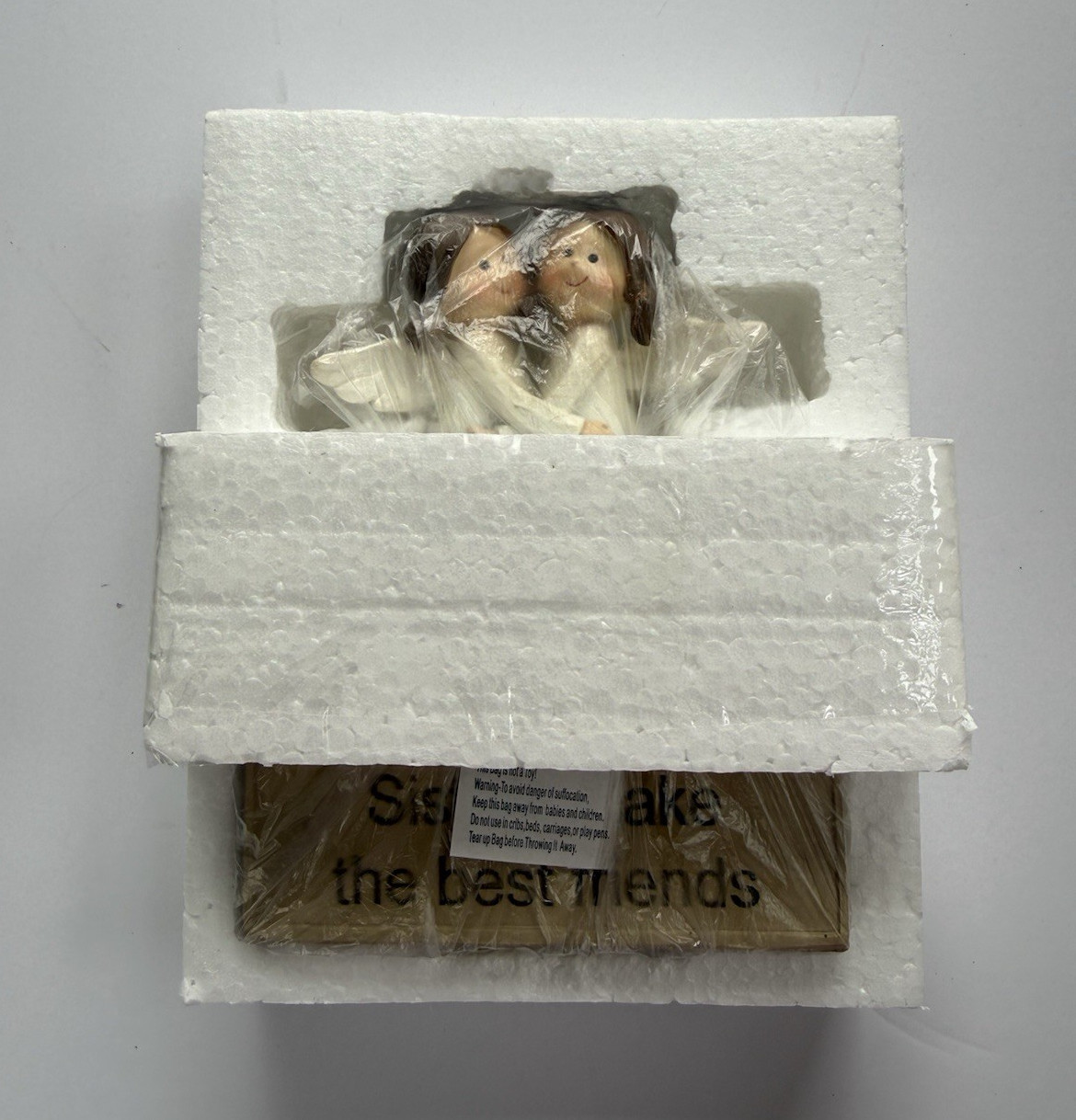 Resin People Friendship Figurine on Base Boxed Brown Beige White Adults