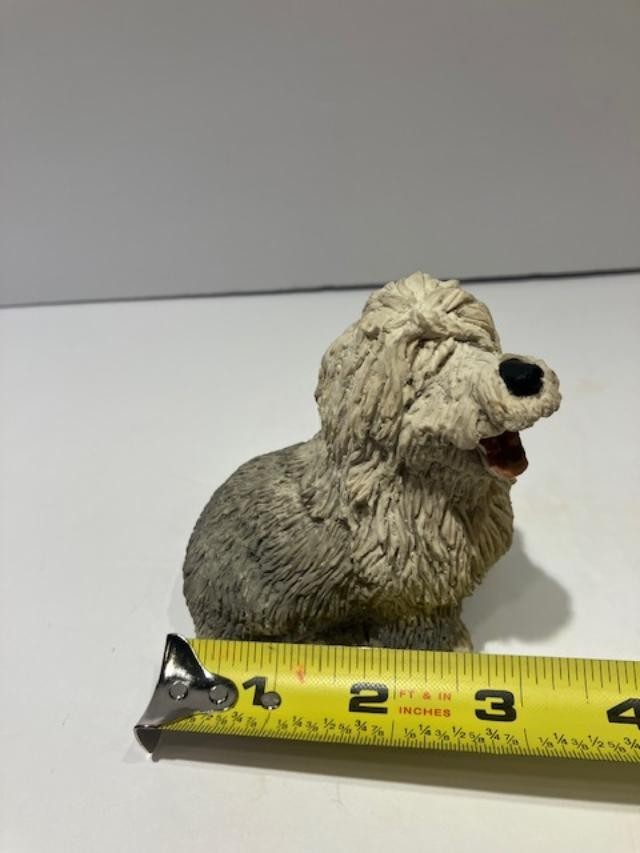 1984 United Design Sheepdog Figurine Stone Critters Dog 3.75 Inches Tall