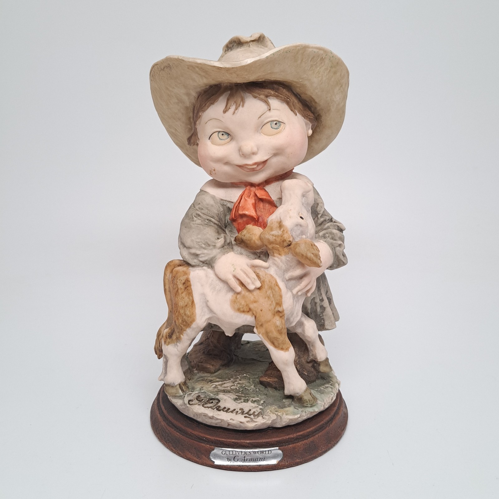Giuseppe Armani Capodimonte Gulliver’s World Cowgirl With Calf Figurine Italy