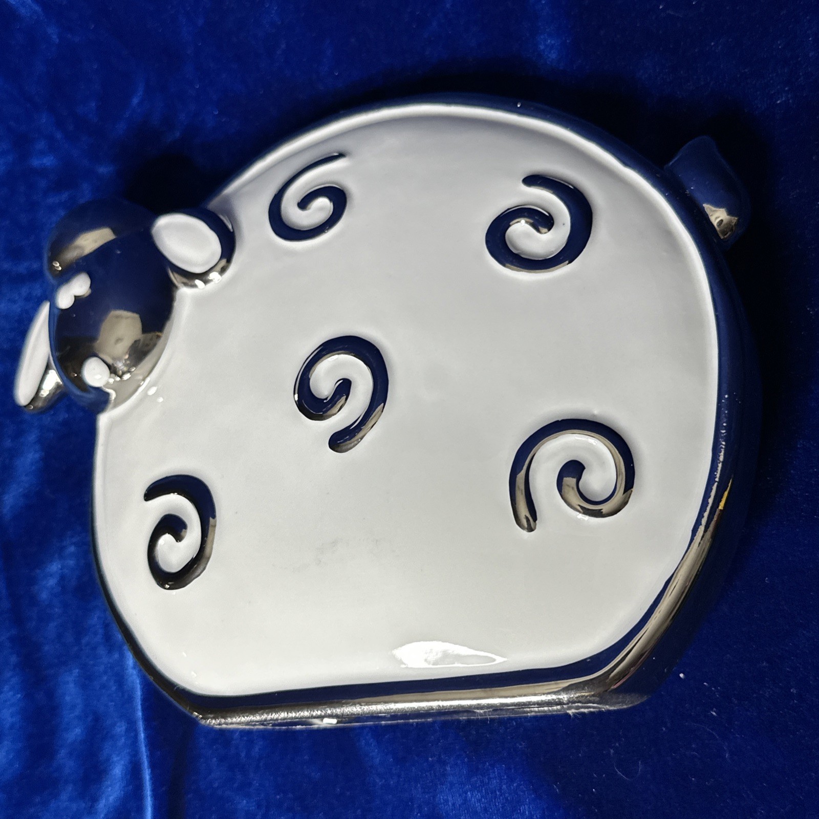 Ceramic Whimsical Silver & White Sheep Decor 6” X 8” Mirrored Back