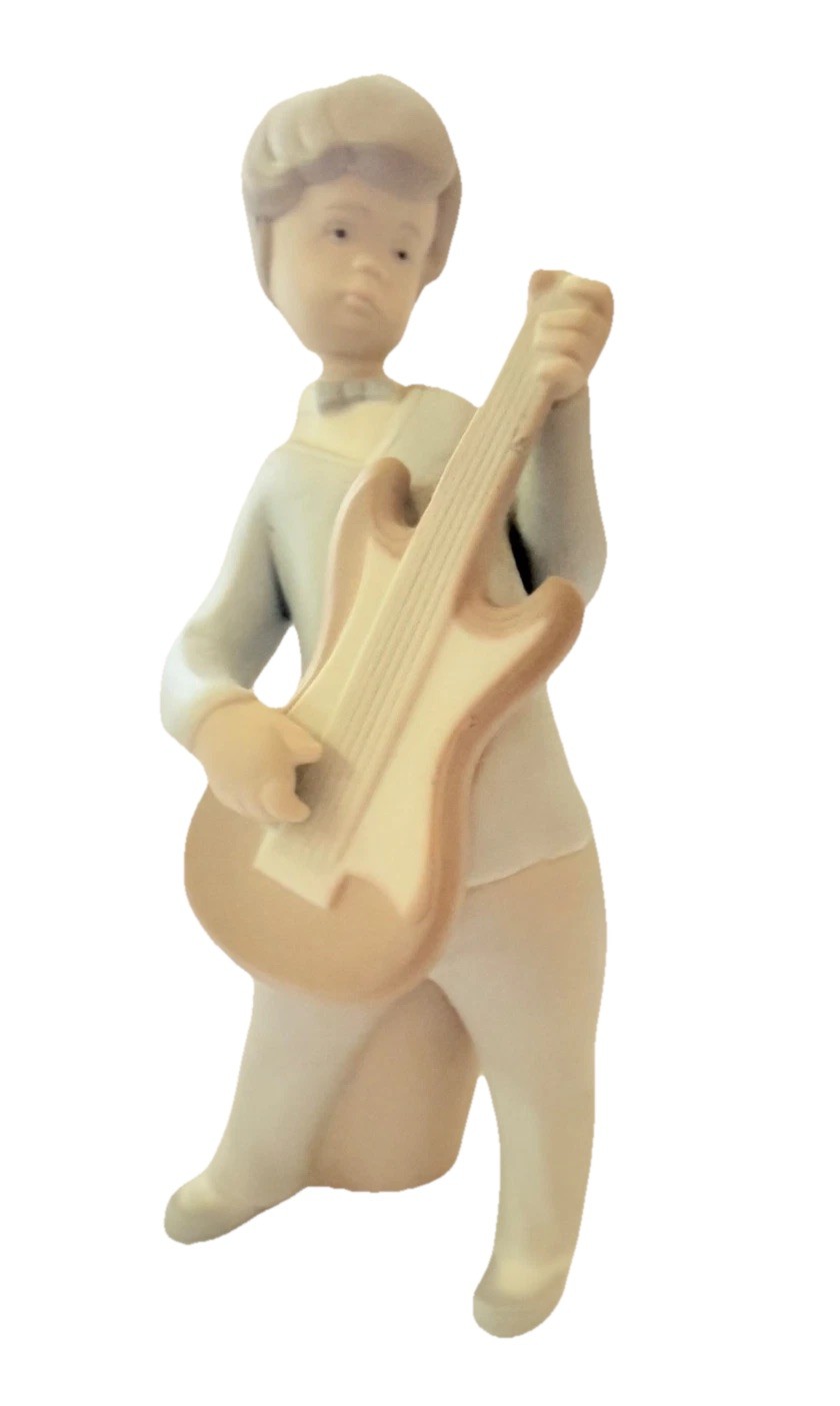 Lladro Boy Guitar 4614 Matte Porcelain Soft Pastels Musical Figure VTG Issues