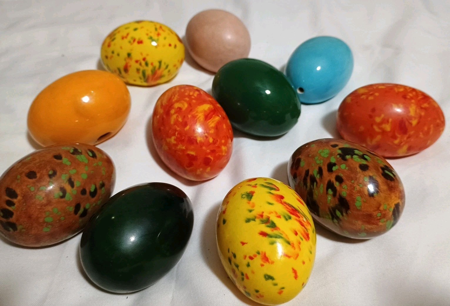 13 Pc Ceramic Easter Eggs Basket Flower Lot🏵️Speckled Glazed Decor Vintage 1979