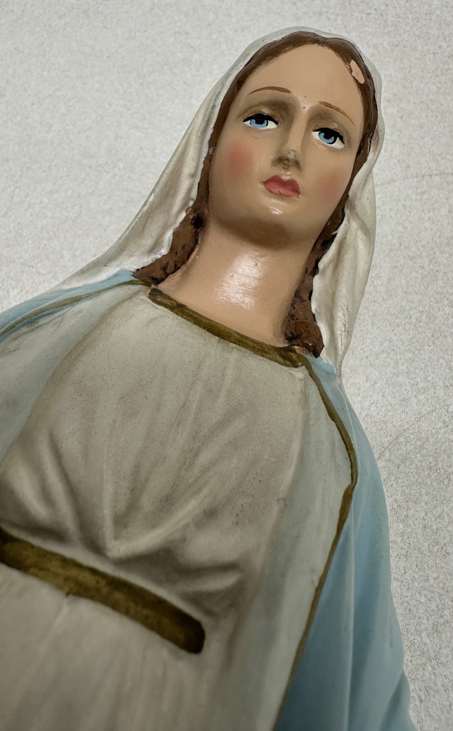 Chalkware Virgin Mary Madonna Religious Christian Statue Serpent 12 in Tall