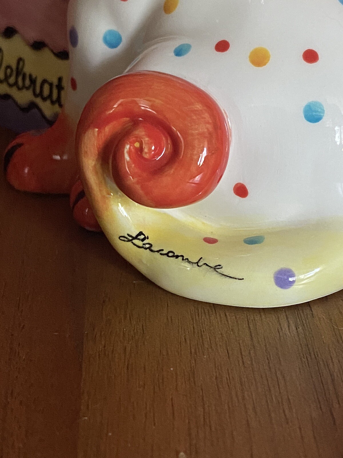 Whimsiclay Amy Lacombe Celebrate Birthday Kitty Cat Whiskers Figurine, Signed