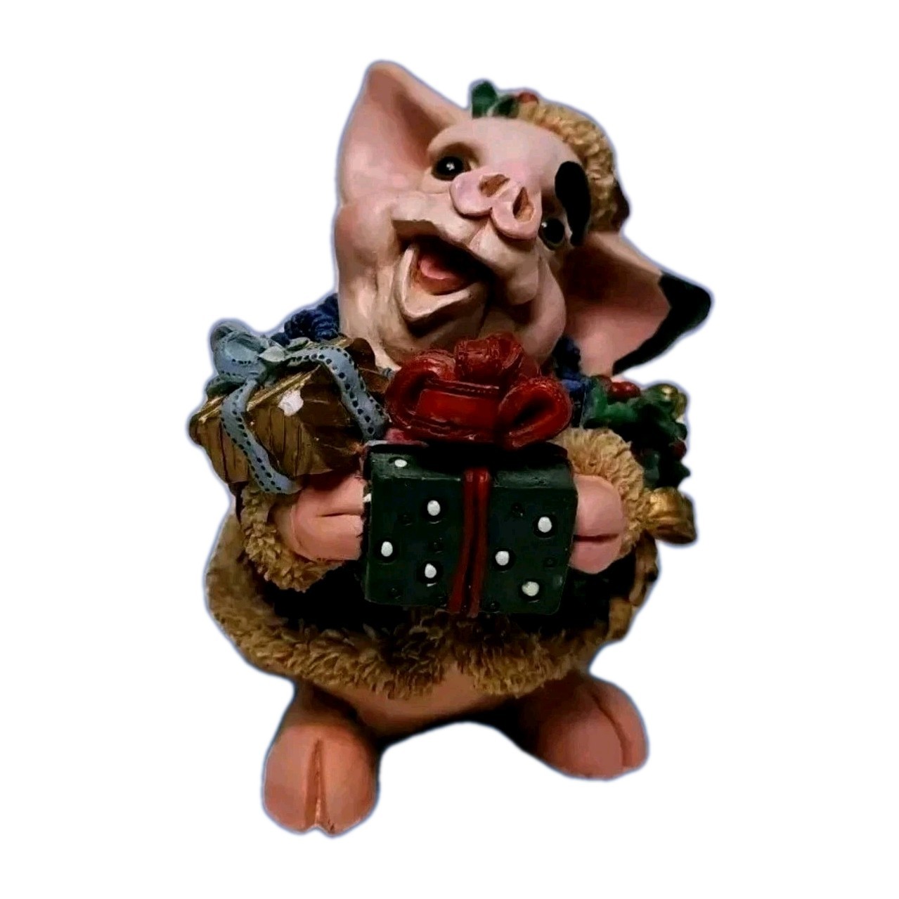 Cute Christmas Pig Gift Giving Piggy Figurine Resin Collectible Gift