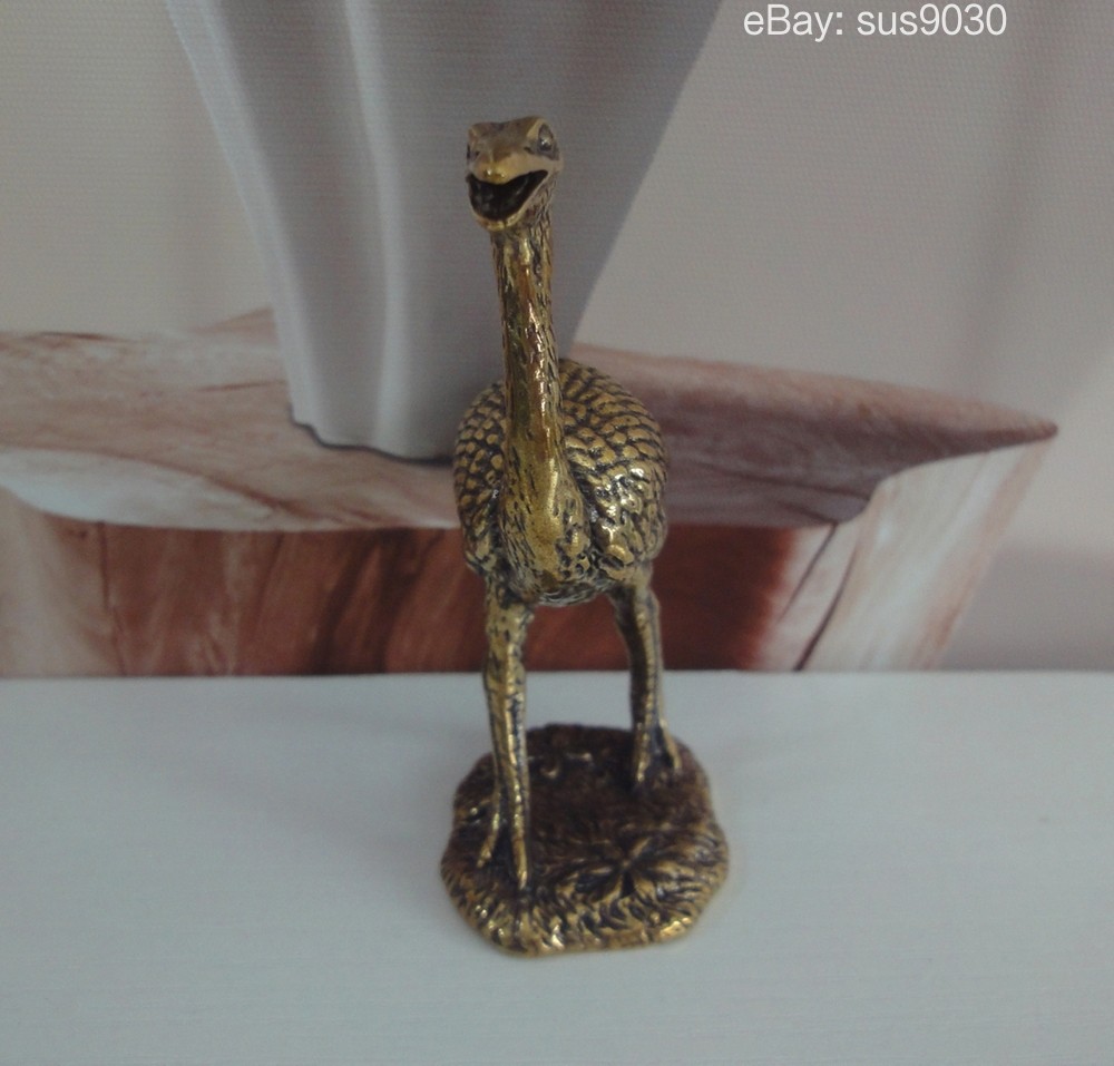 Solid Brass Ostrich Figurine Pure Copper Statue for Garden Decor