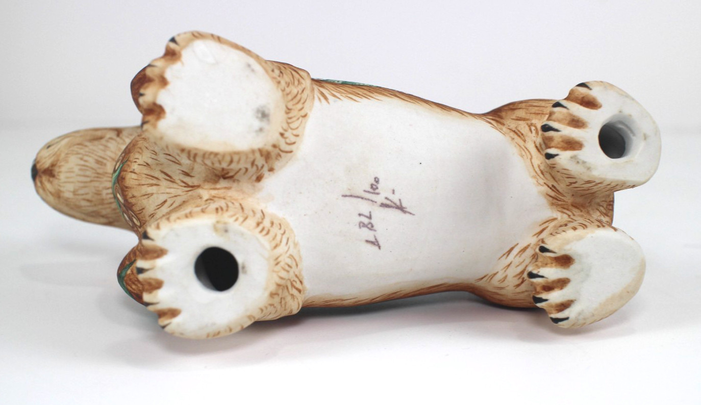 Signed Limited Limoges Porcelain Handmade Happyowl Ukraine Spaniel Dog Figure