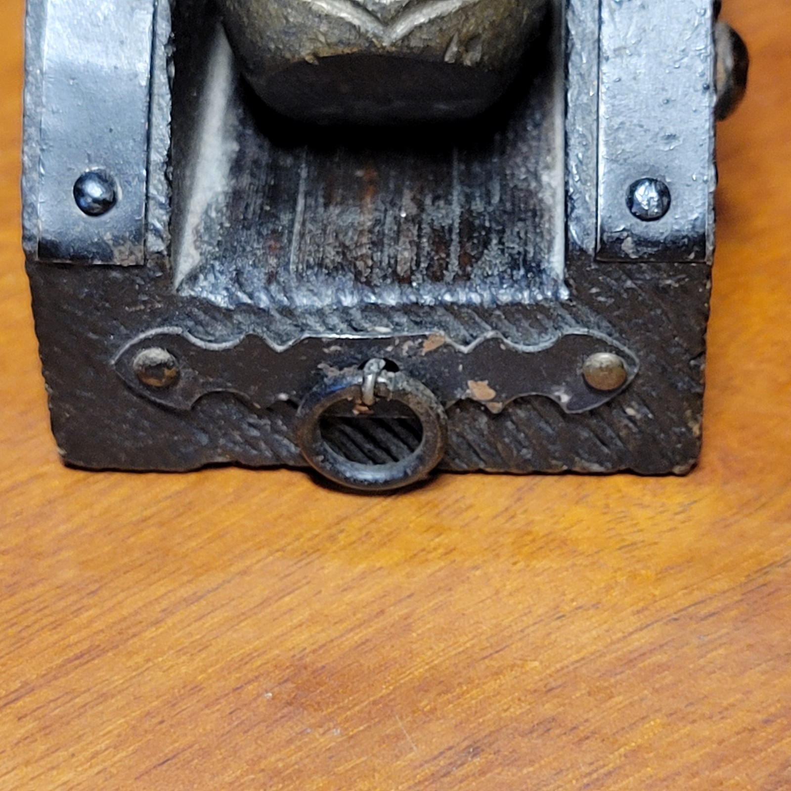 Vintage Metal Wood Cannon SPAIN Coat of Arms Miniature Replica