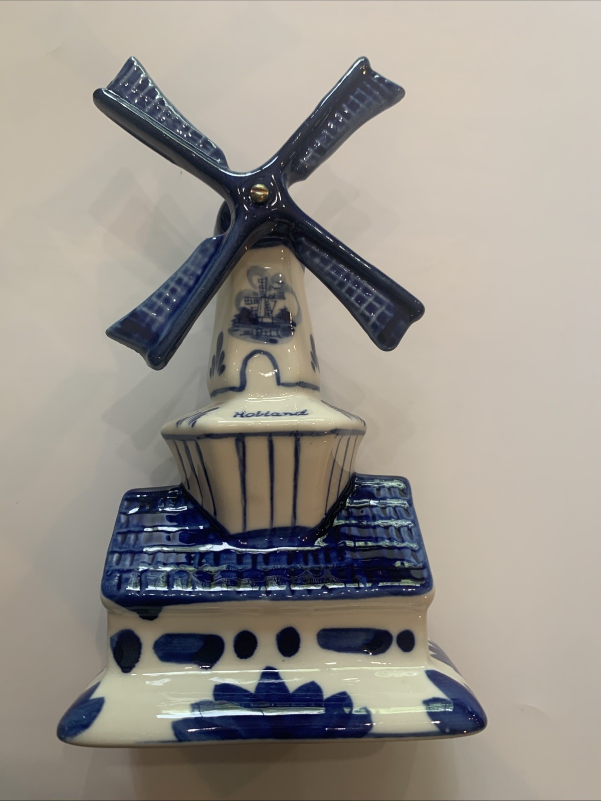 Ceramic Dutch Windmill Holland Delft Windmill Style Blue And White