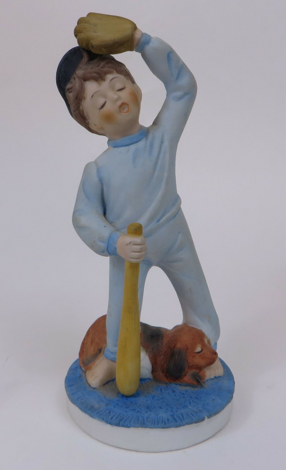 Joan Berg Victor Aldon Baseball Sleepy Boy Porcelain Figure w/ Dog 6.25″